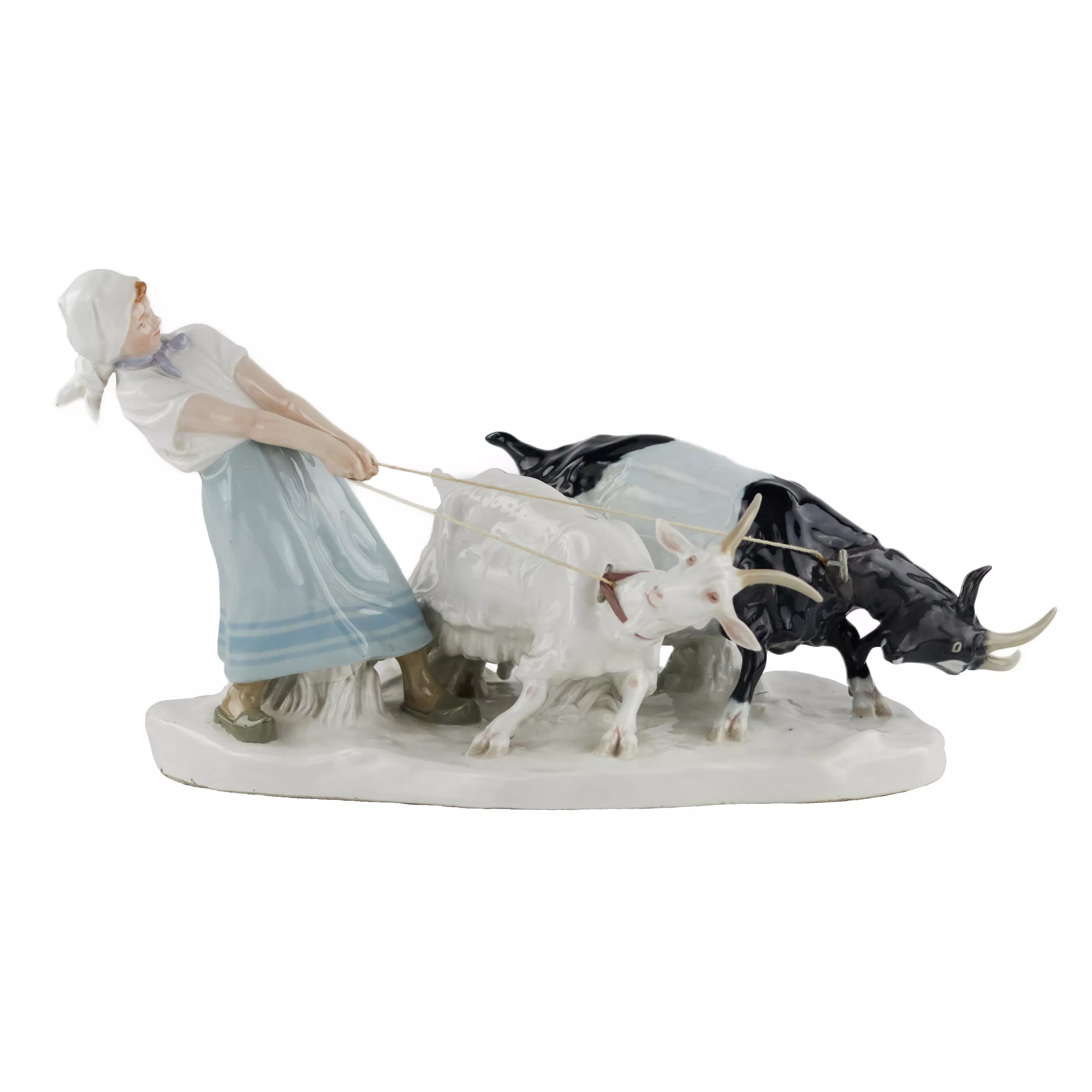 Фарфоровая композиция Пастушка с козами. Pilz, Otto. Meissen. 1850-1924 гг.