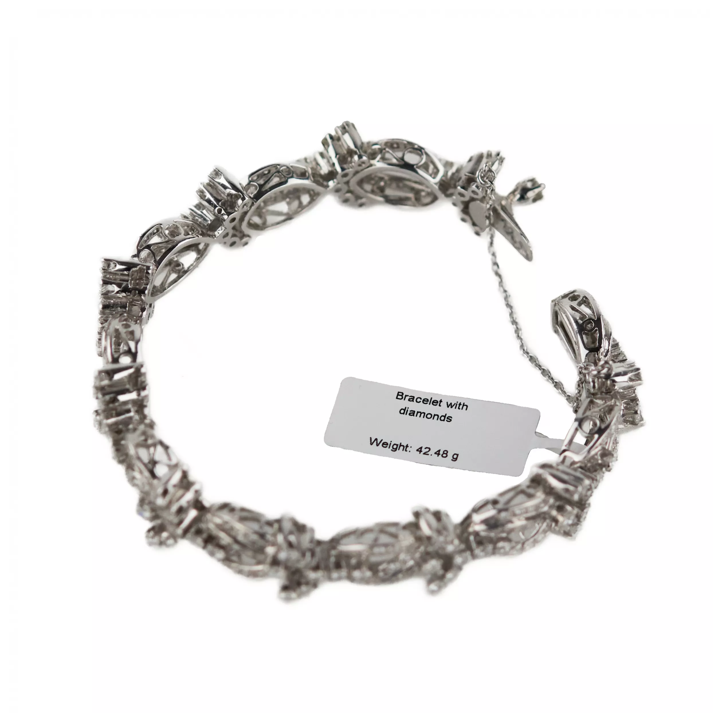 BRACELET IN 18 KARAT WHITE GOLD WITH DIAMOND FLORAL LINKS. 21ST CENTURY