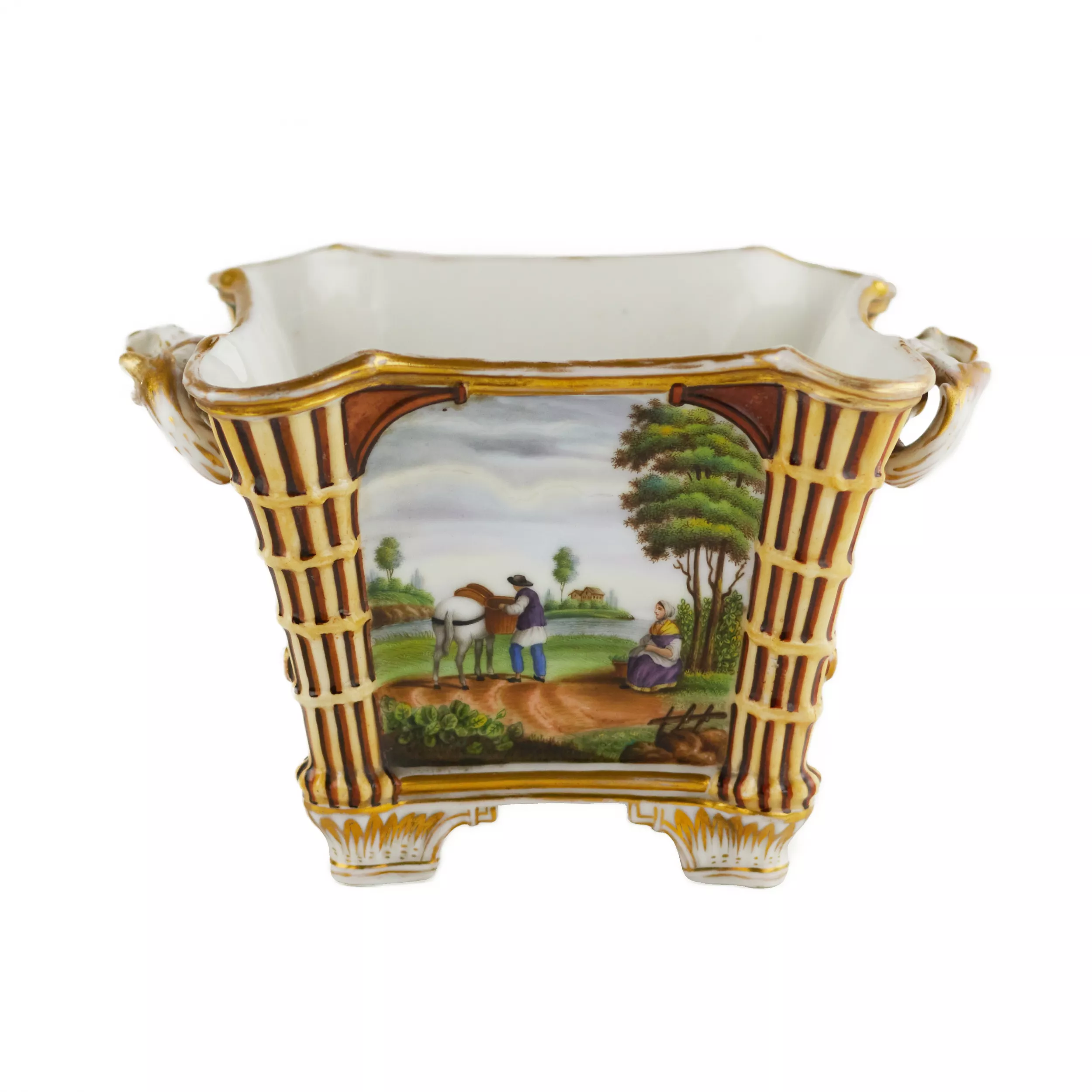 Pot de fleurs en porcelaine de l usine Miklashevsky. Russie Milieu du XIXe siècle.