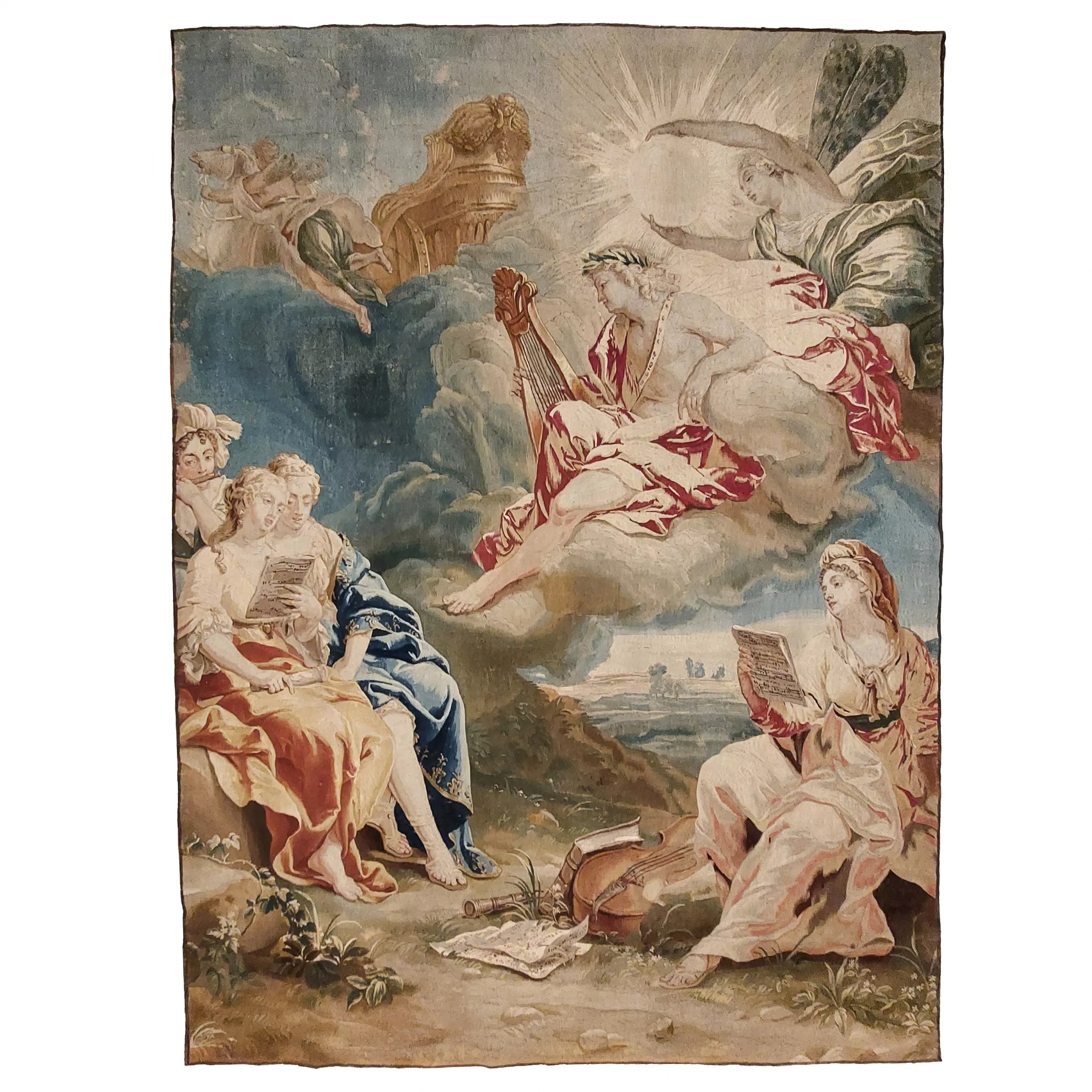 Tapisserie ancienne Triomphe d`Apollon. Modèle Jan van Orley et Augustin Coppens. Bruxelles. XVIIIe siècle, vers 1725 
