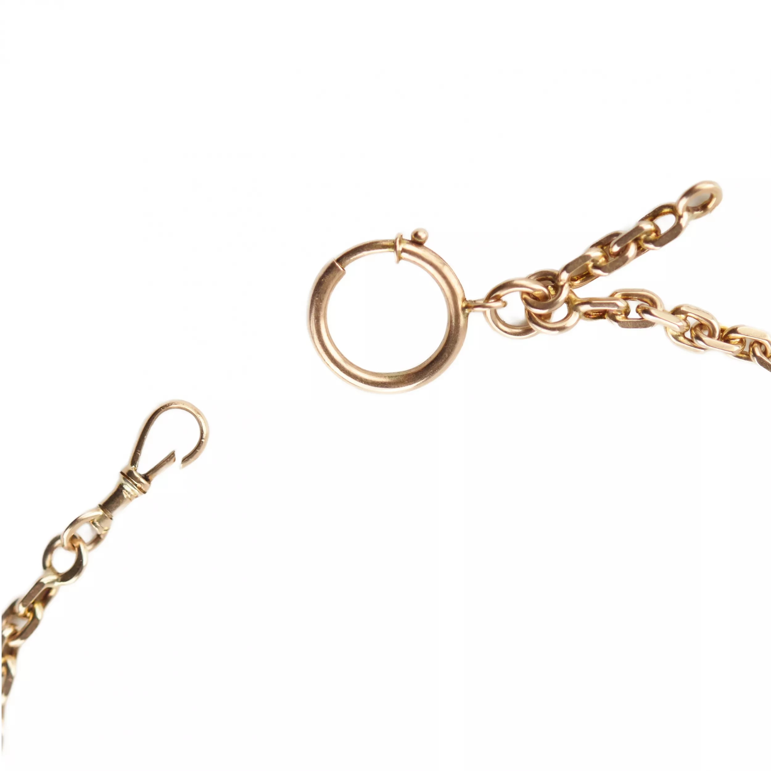 Chaîne en or tressée d`ancre pour montres de poche, avec deux mousquetons. Lettonie. Années 1920-30. 