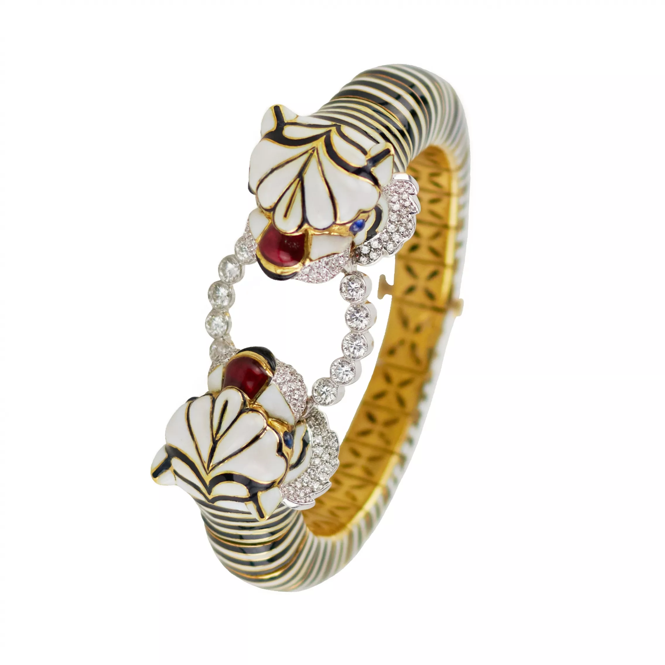 Womens bracelet Tigers in the style of designer David Webb. 