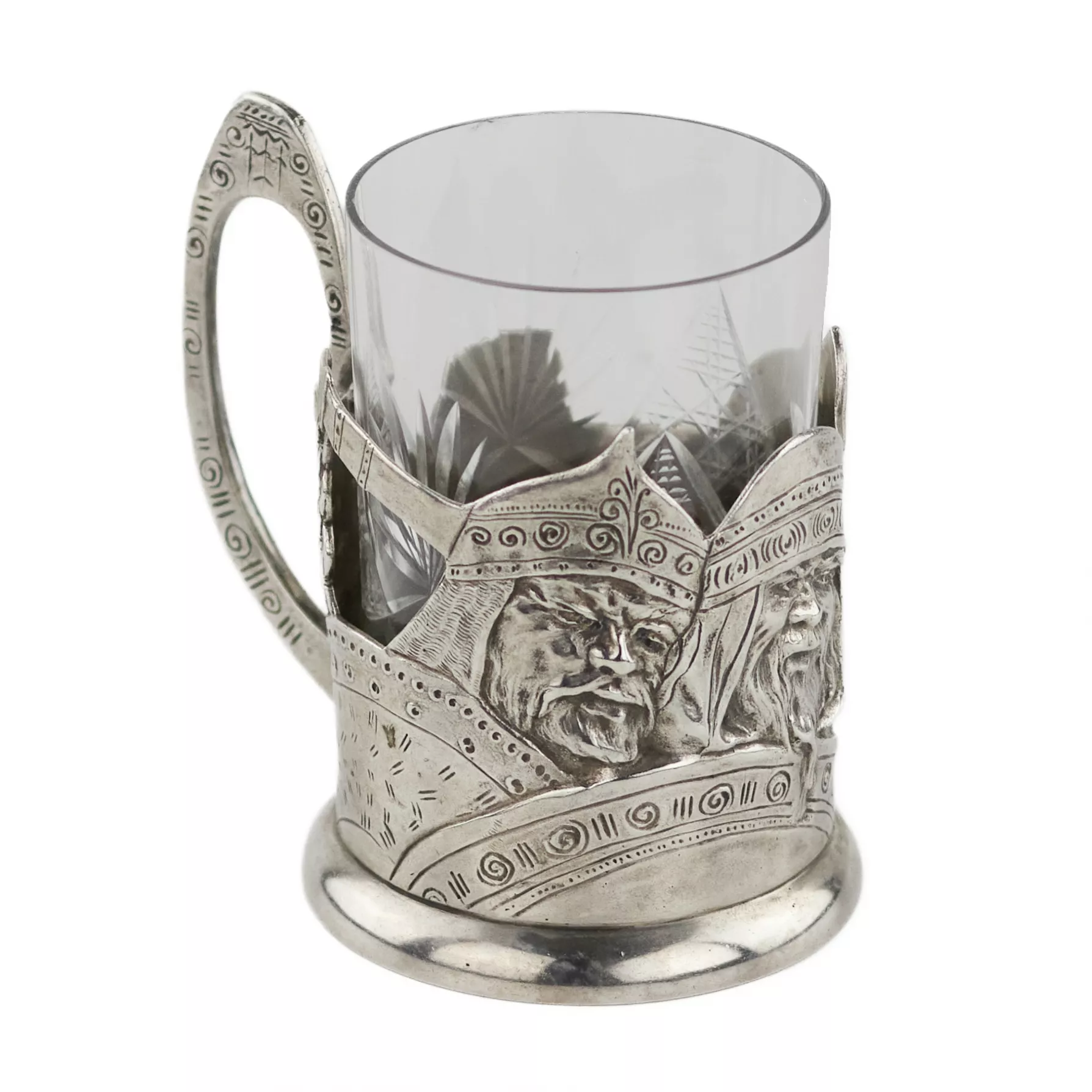 Russian, silver glass holder Bogatyrskaya Zastava. Moscow, Georgy (Egor) Samoshin, 1908–1917. 