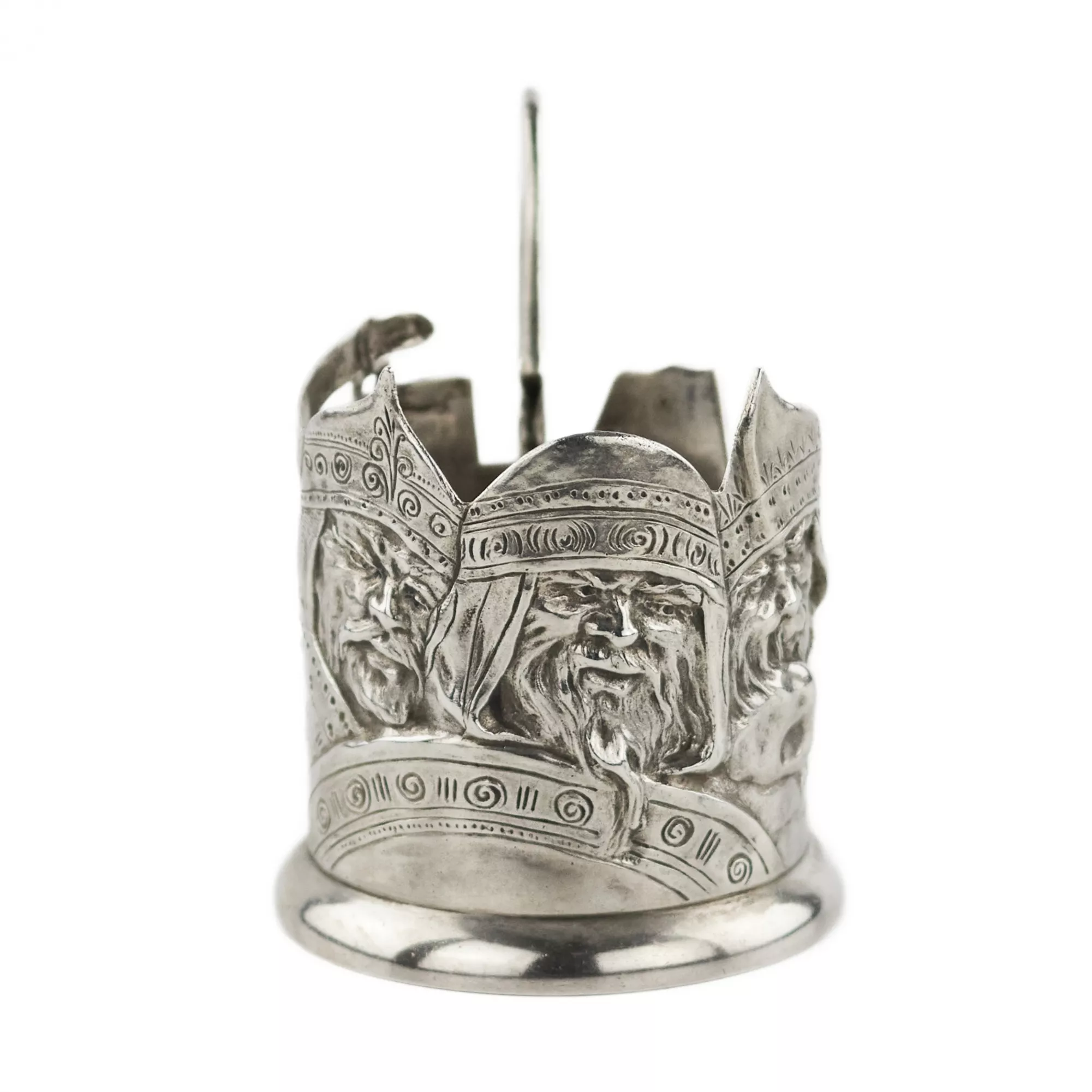 Russian, silver glass holder Bogatyrskaya Zastava. Moscow, Georgy (Egor) Samoshin, 1908–1917. 