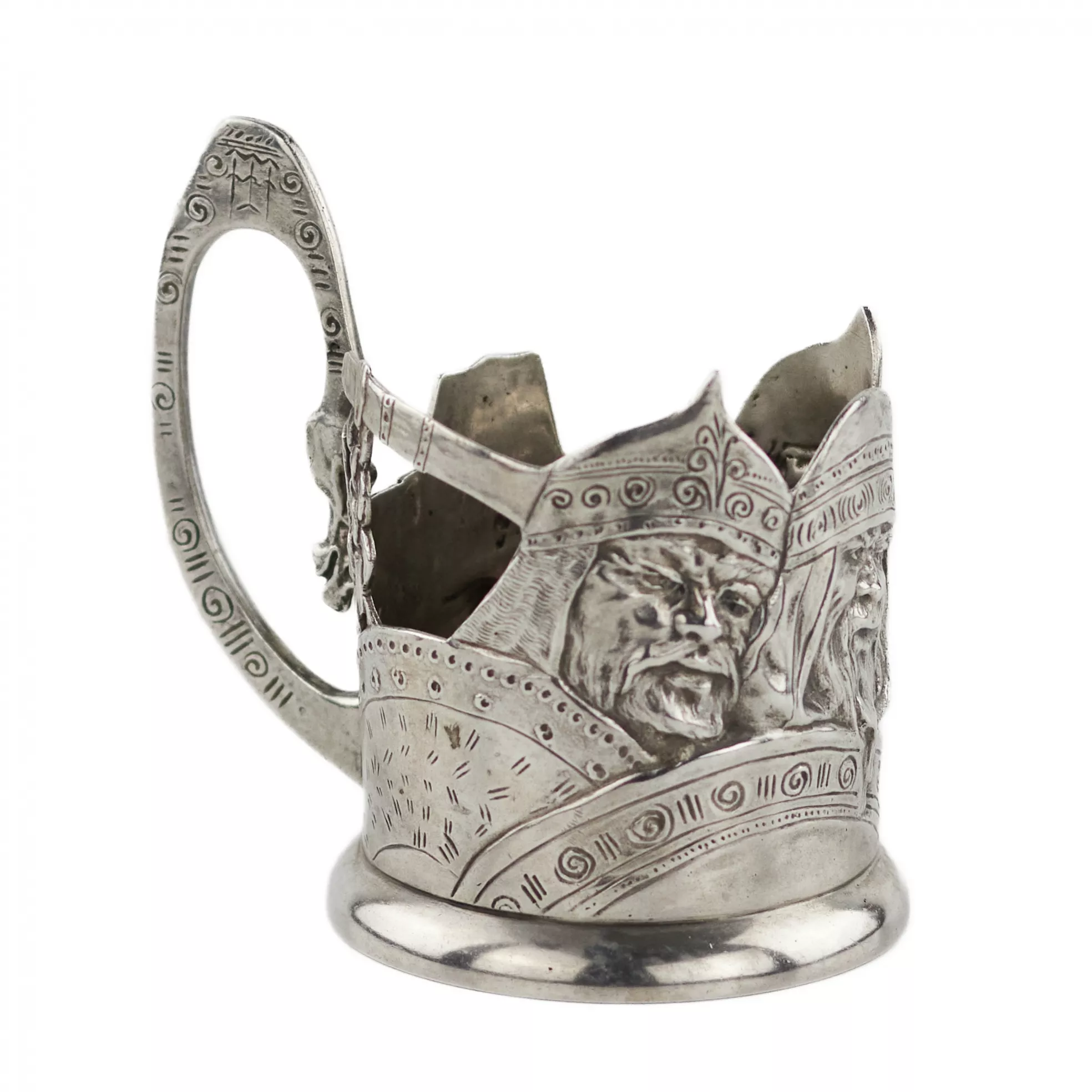Russian, silver glass holder Bogatyrskaya Zastava. Moscow, Georgy (Egor) Samoshin, 1908–1917. 