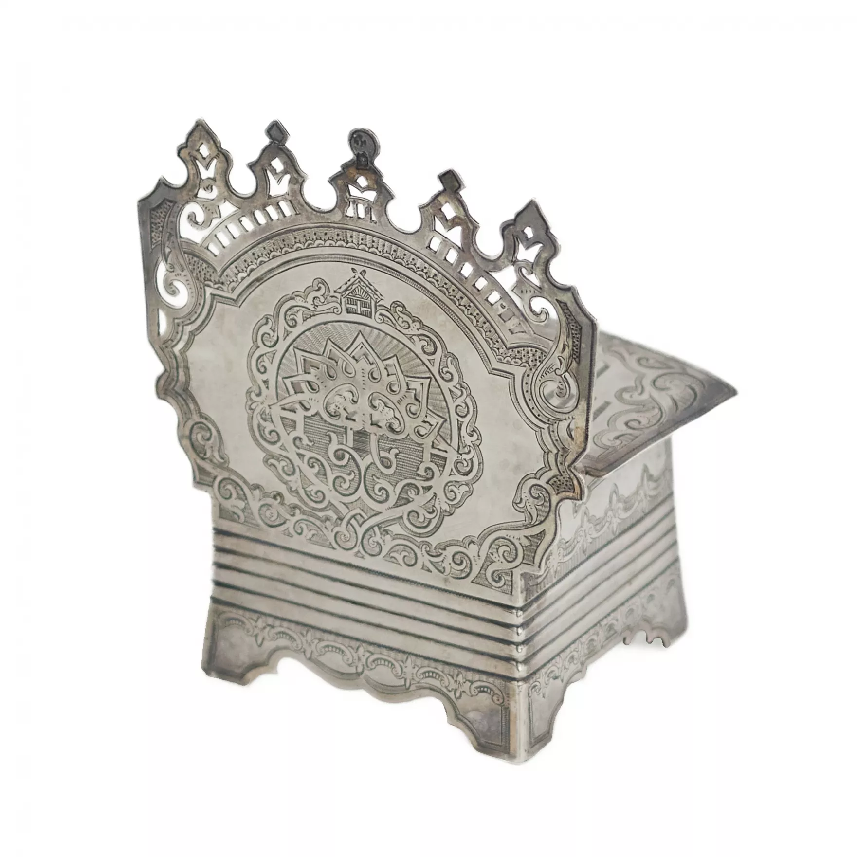 Silver salt shaker throne of planetary character. S. Ovchinnikov. Moscow. Russia 1876 