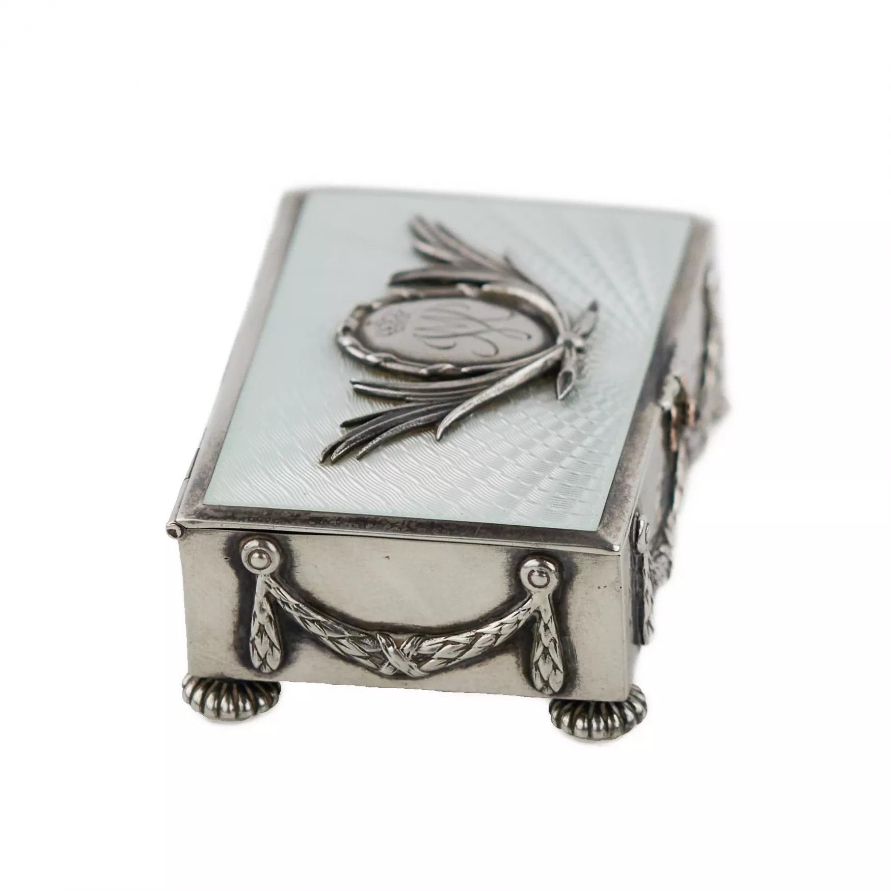 Wilhelm Wikstrom. Boîte à timbres Fabergé en argent et émail guilloché. 1899-1908 