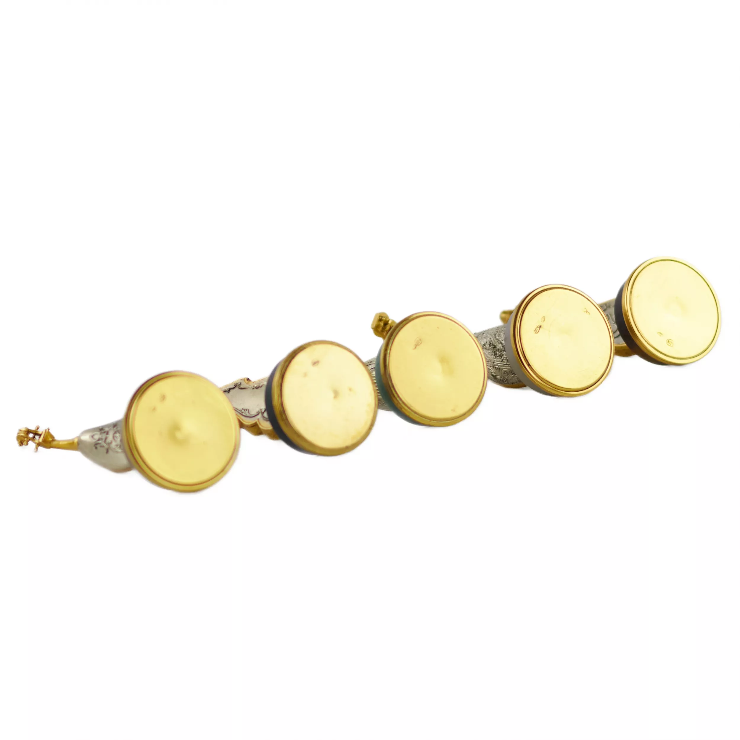 Set of Italian, silver miniatures of ten Renaissance string instruments. 