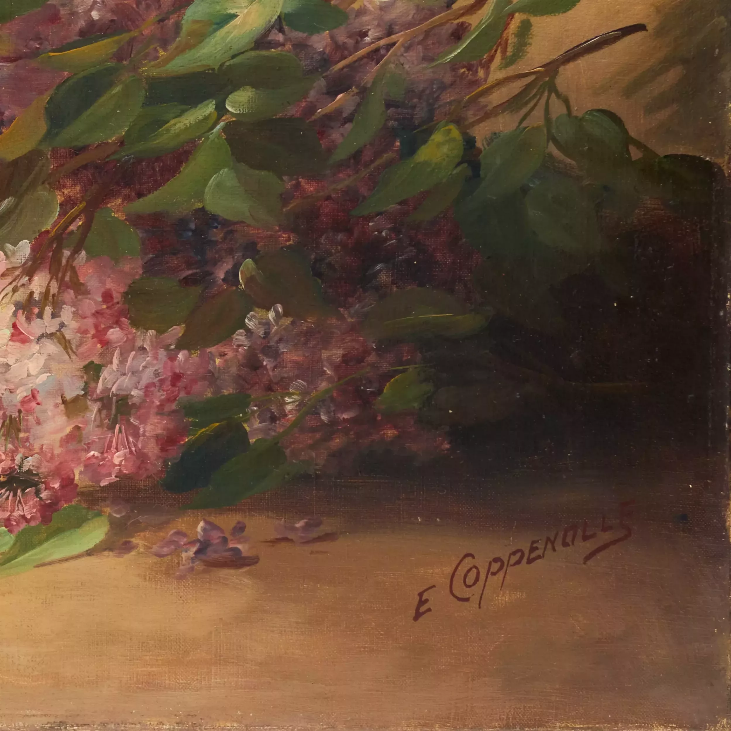 Edmond VAN COPPENOLLE. Still life with lilacs. France. 19th century. 