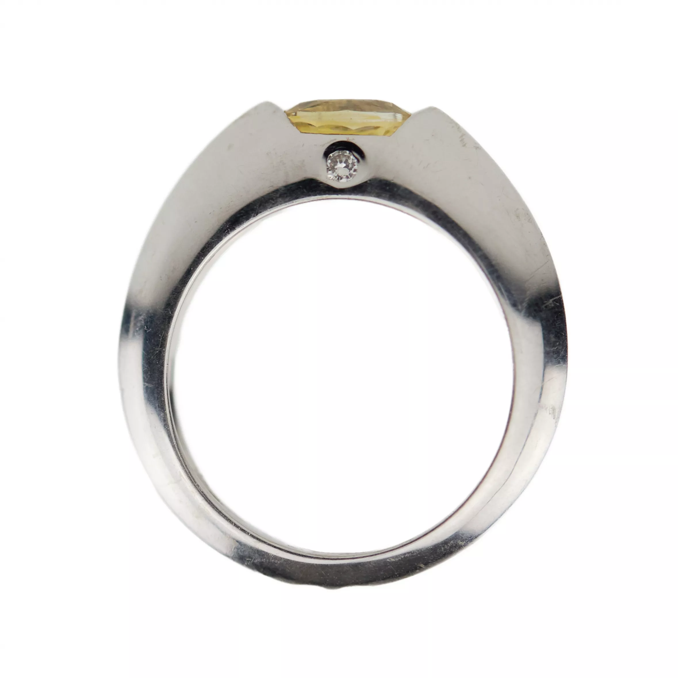 PIAGET 18K WHITE GOLD RING WITH YELLOW SAPPHIRE AND DIAMOND