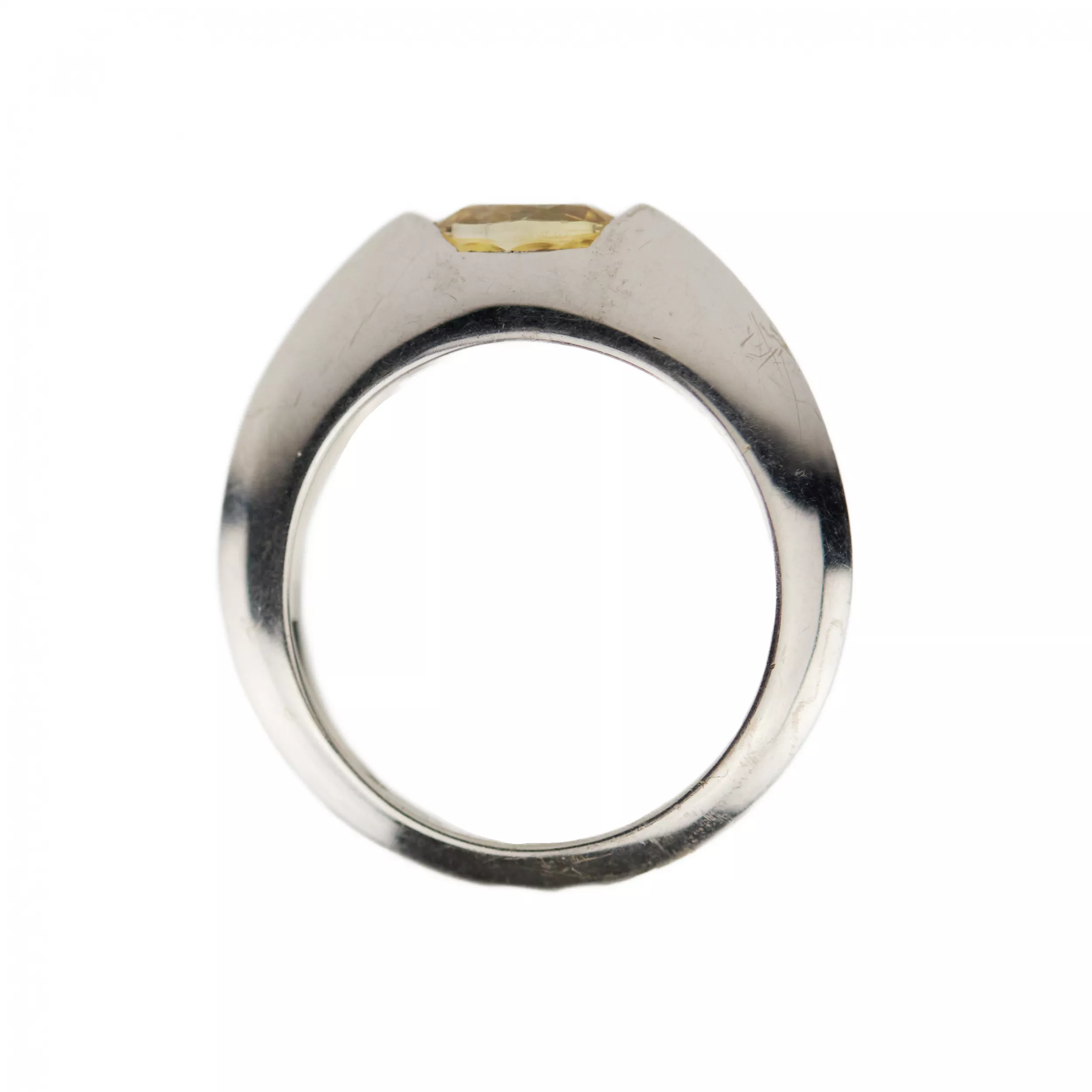 PIAGET 18K WHITE GOLD RING WITH YELLOW SAPPHIRE AND DIAMOND