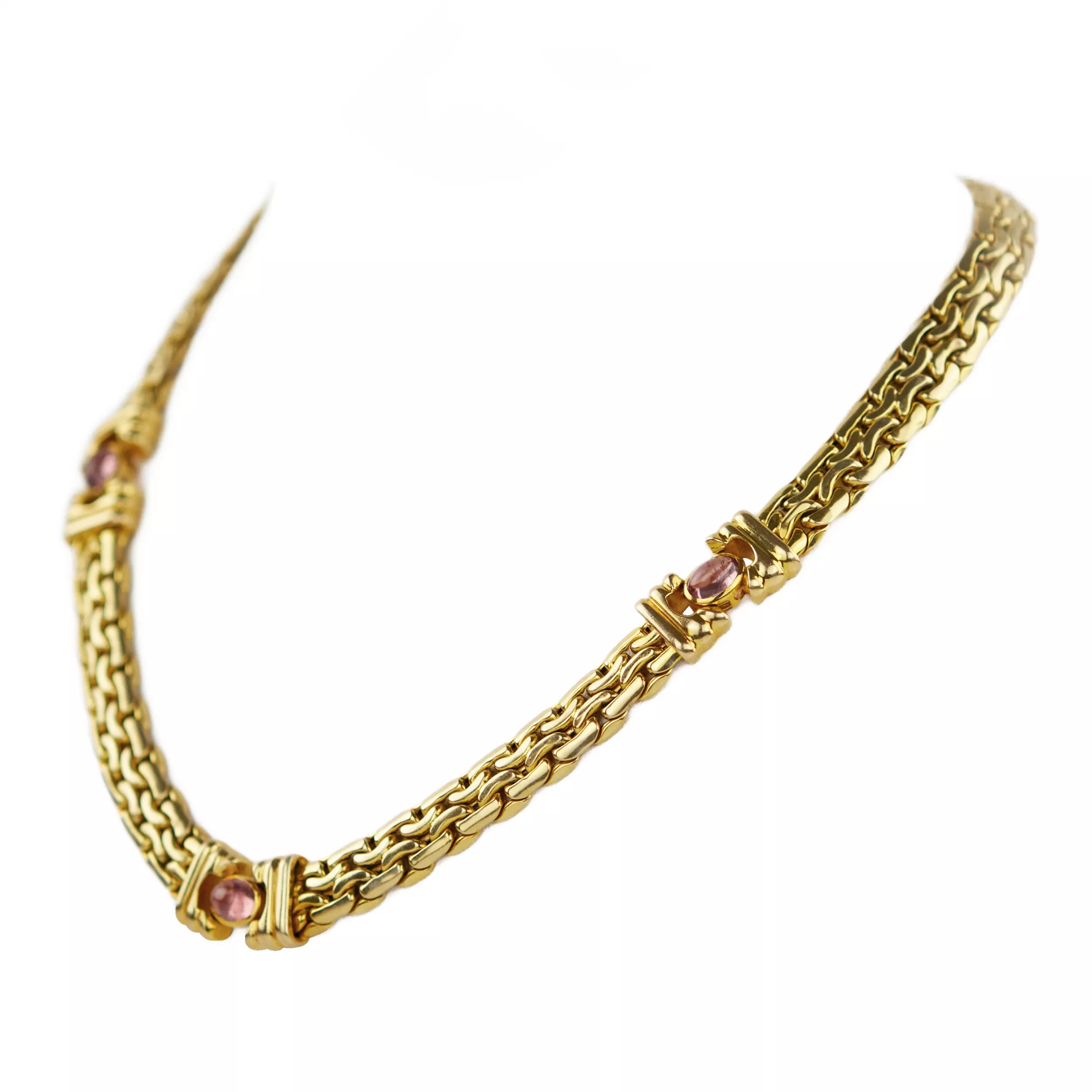 Collier italien en or 14 carats avec améthystes. 