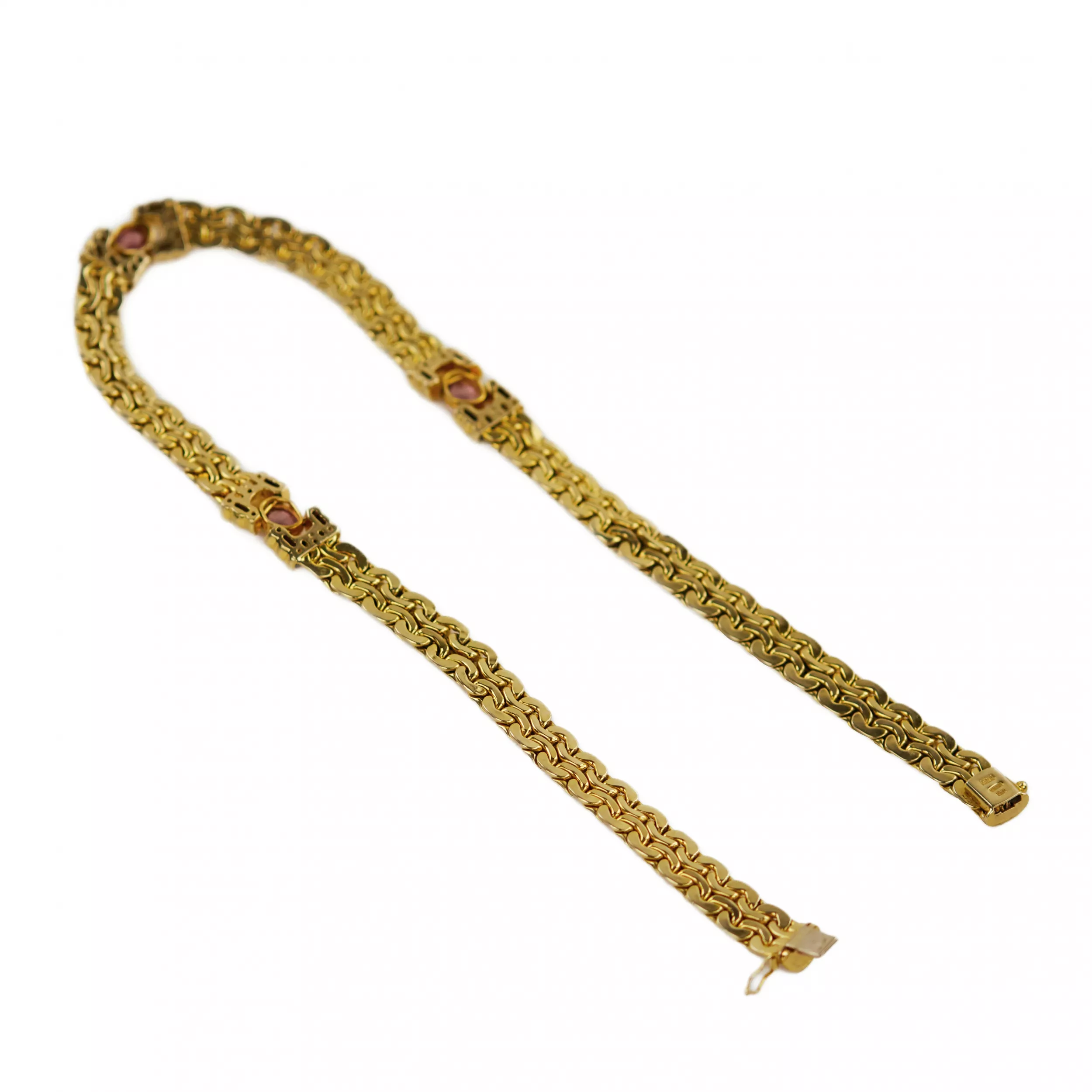 Collier italien en or 14 carats avec améthystes. 