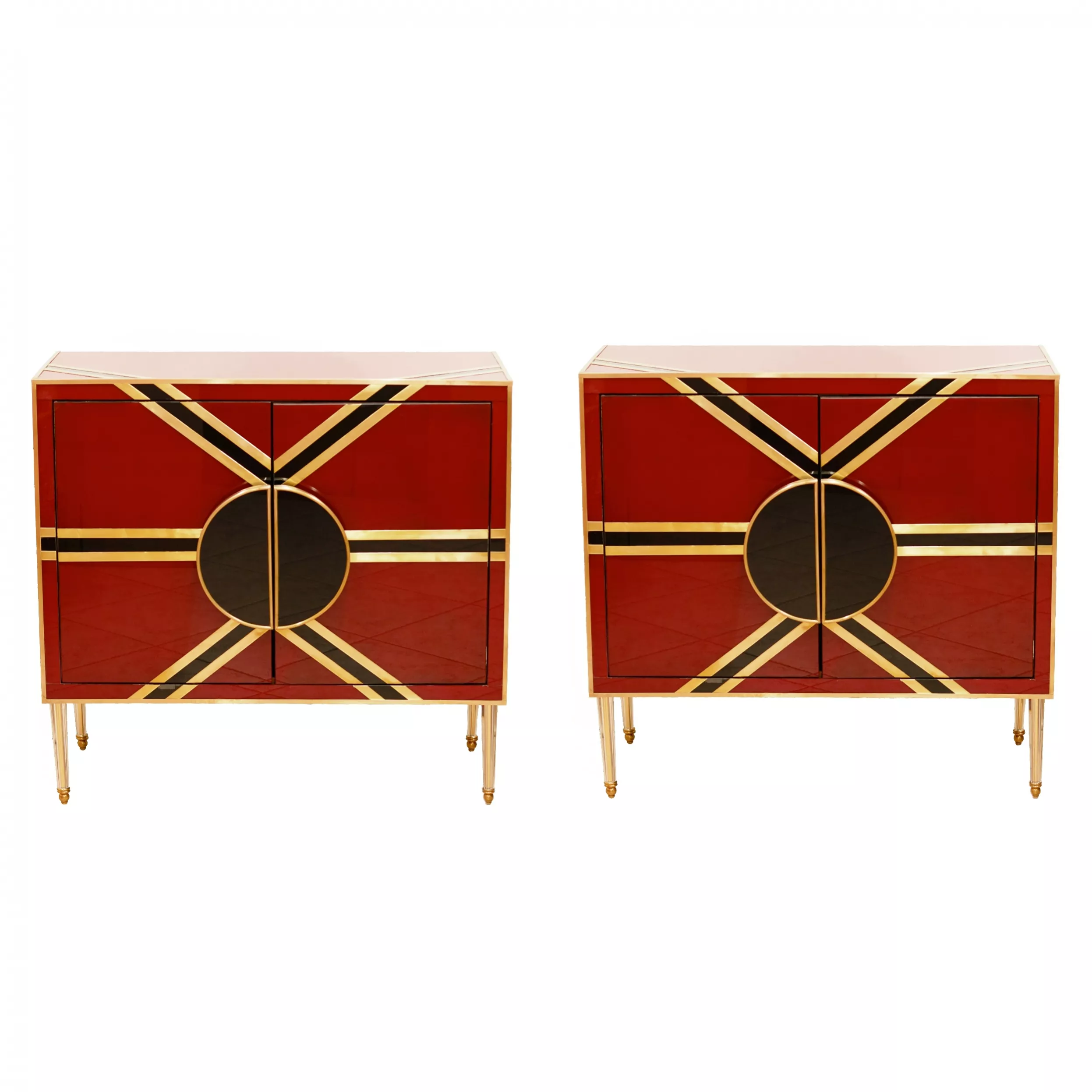 Paire de commodes design en verre de Murano. 1980 