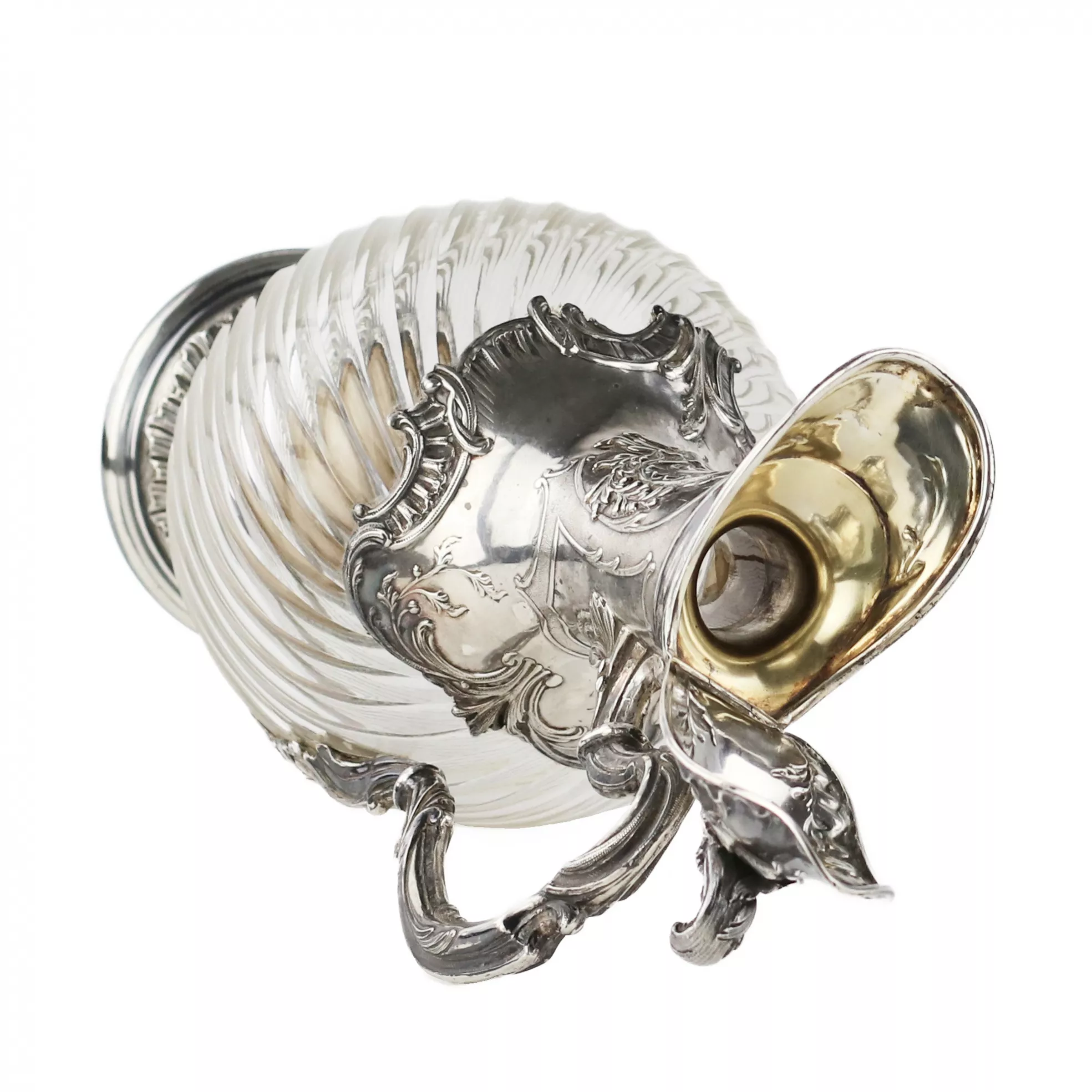 Стеклянный кувшин для вина в серебре. Франция 19 век.