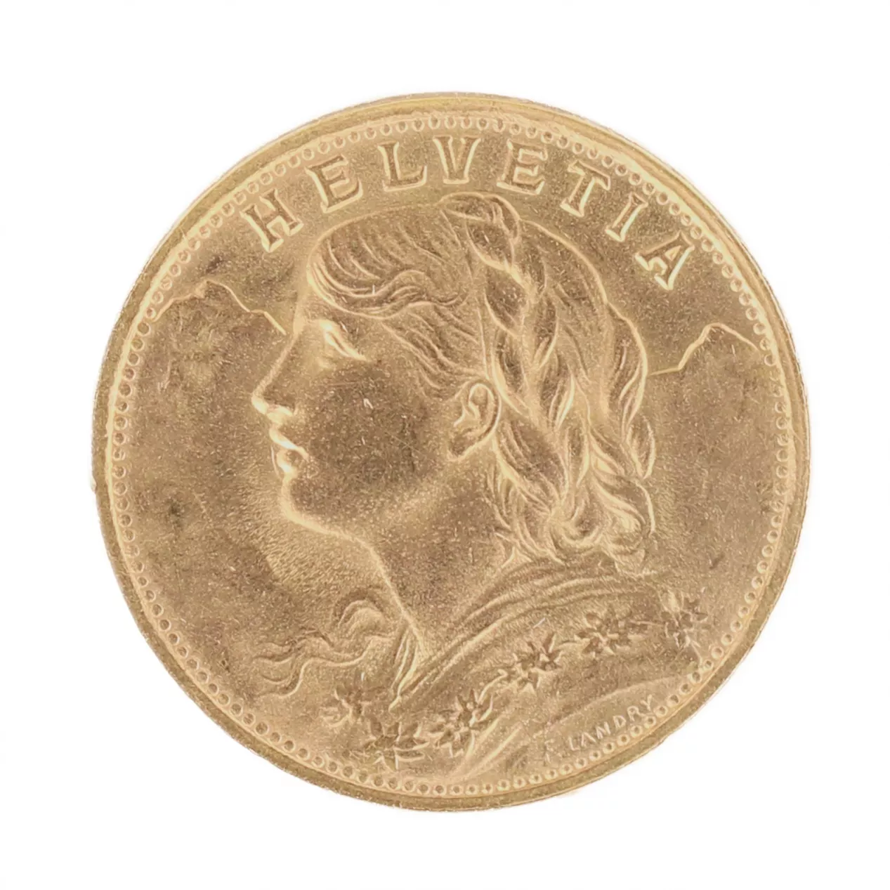 Pièce d`or de 20 francs suisses. 1947. 
