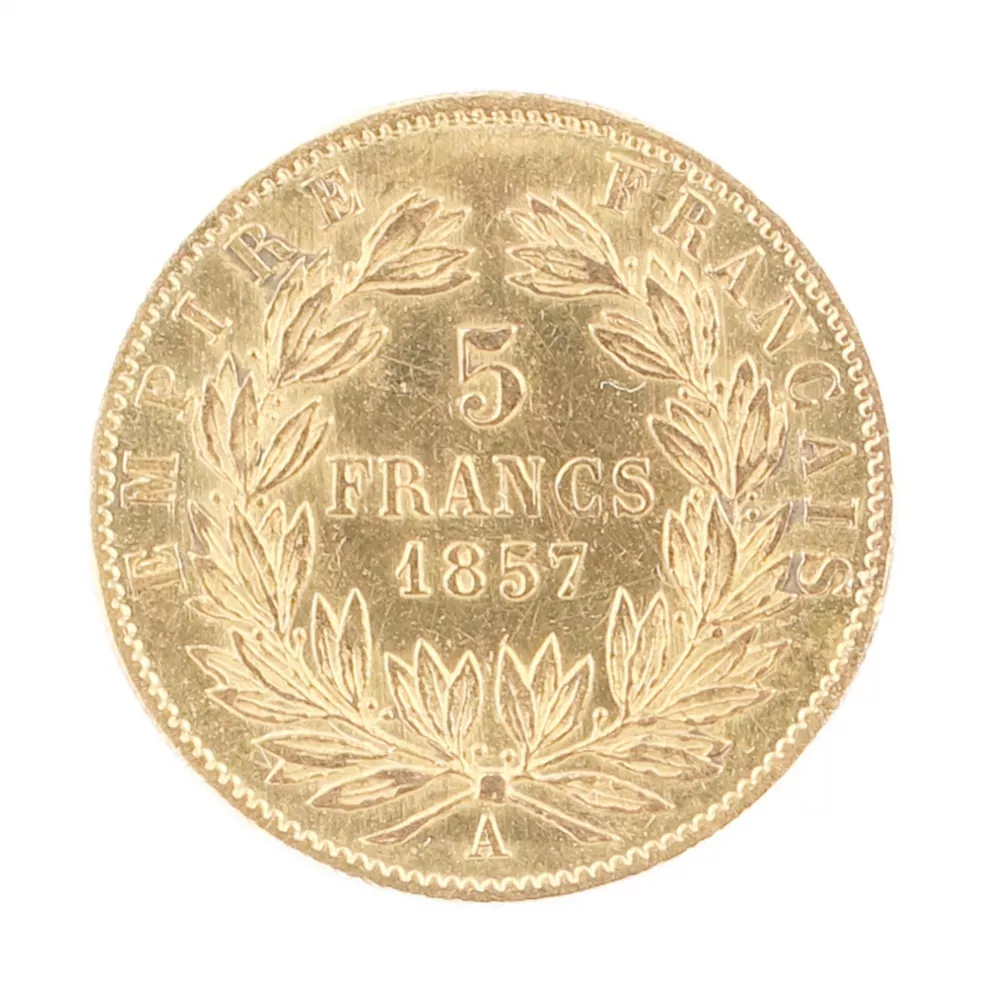 Pièce d&39;or de 5 francs. France. 1857 