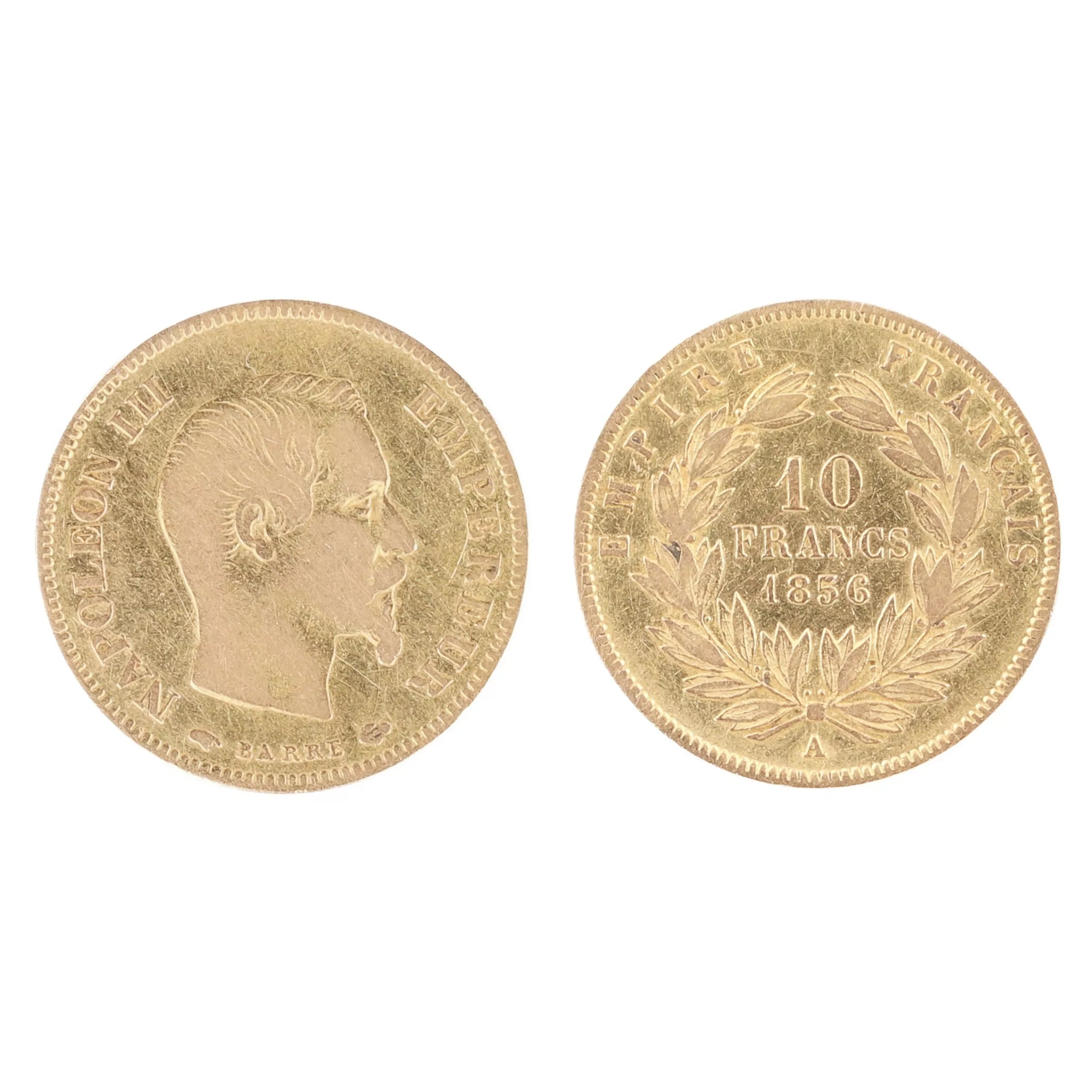 Pièce d&39;or de 10 francs. France, 1856. 