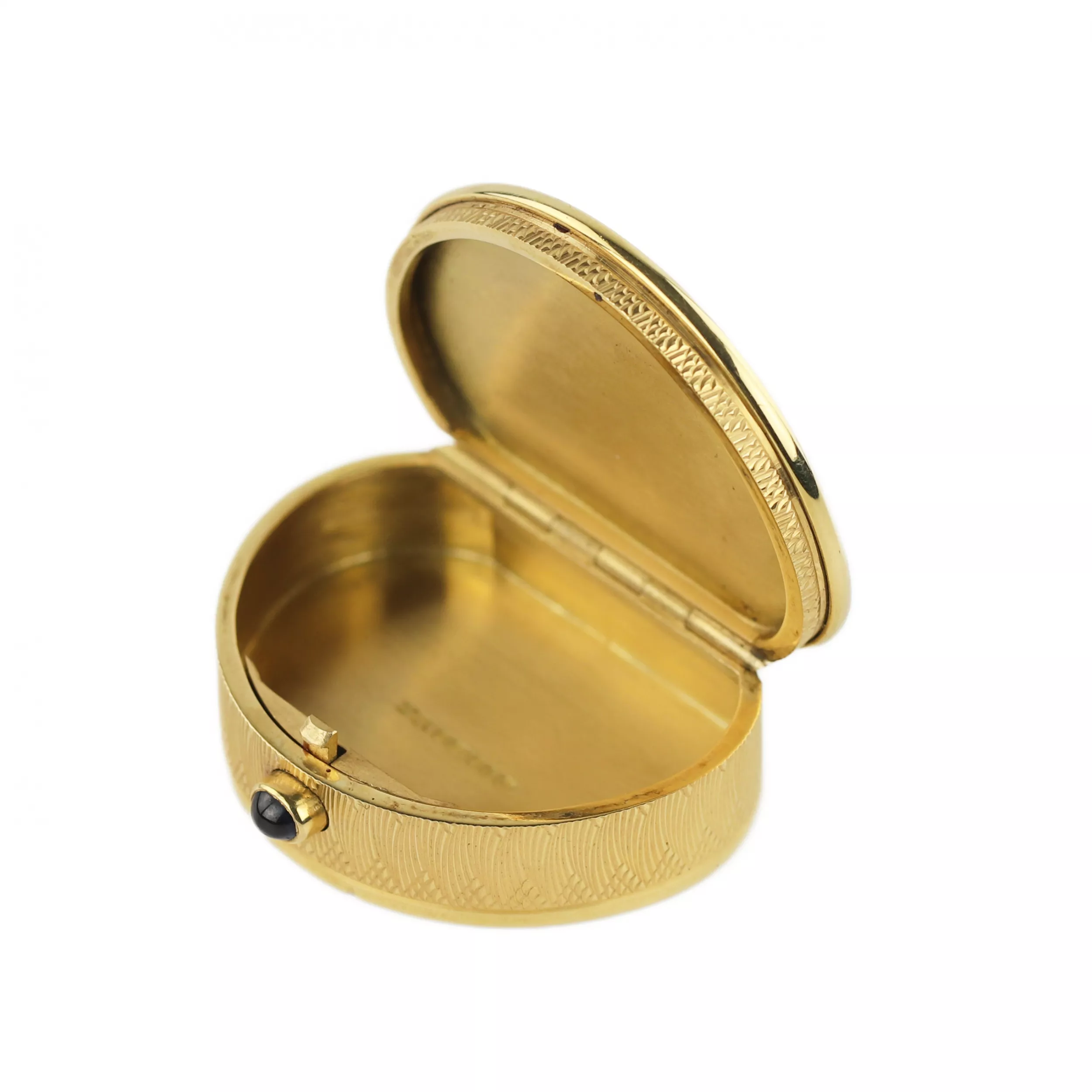 Boîte à tablette anglaise en or du 19ème siècle, diamants et émail guilloché. 