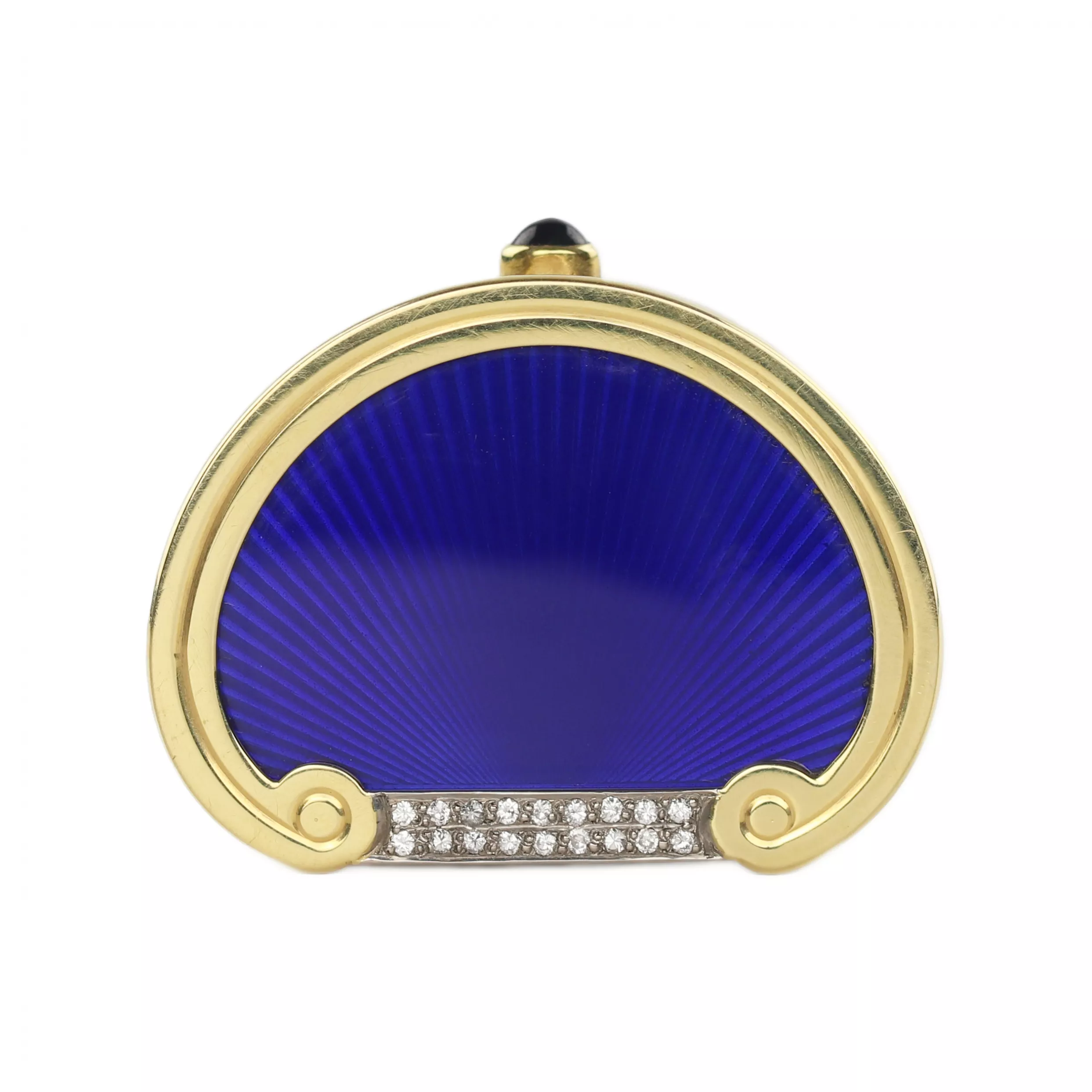 Boîte à tablette anglaise en or du 19ème siècle, diamants et émail guilloché. 