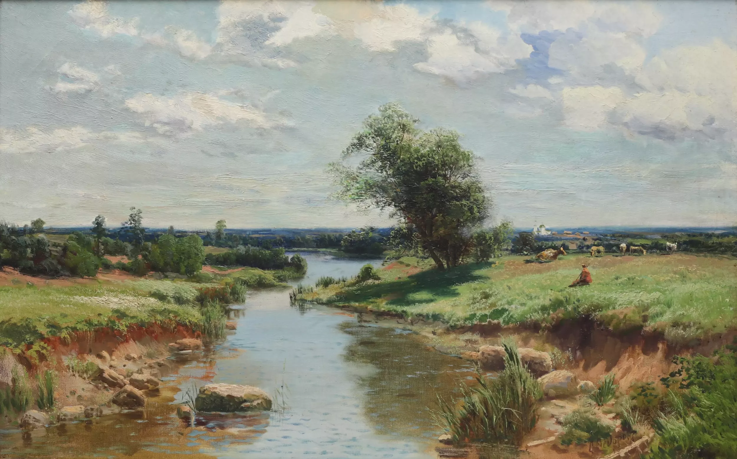 PAYSAGE. JOUR D’ÉTÉ. SEMION FIODOROV (1867–1910) RUSSIE, SECONDE MOITIÉ DU XIXe SIÈCLE
