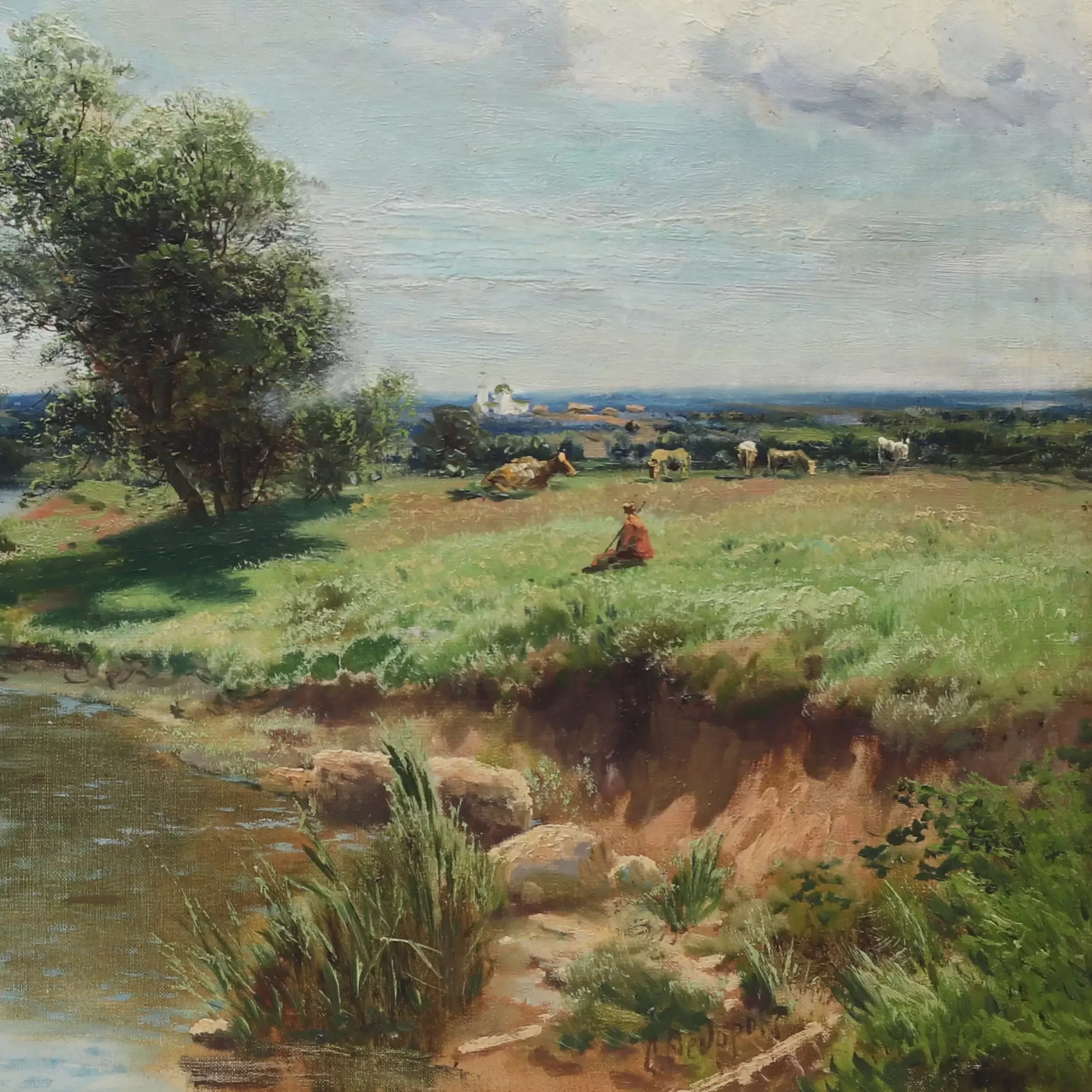 PAYSAGE. JOUR D’ÉTÉ. SEMION FIODOROV (1867–1910) RUSSIE, SECONDE MOITIÉ DU XIXe SIÈCLE