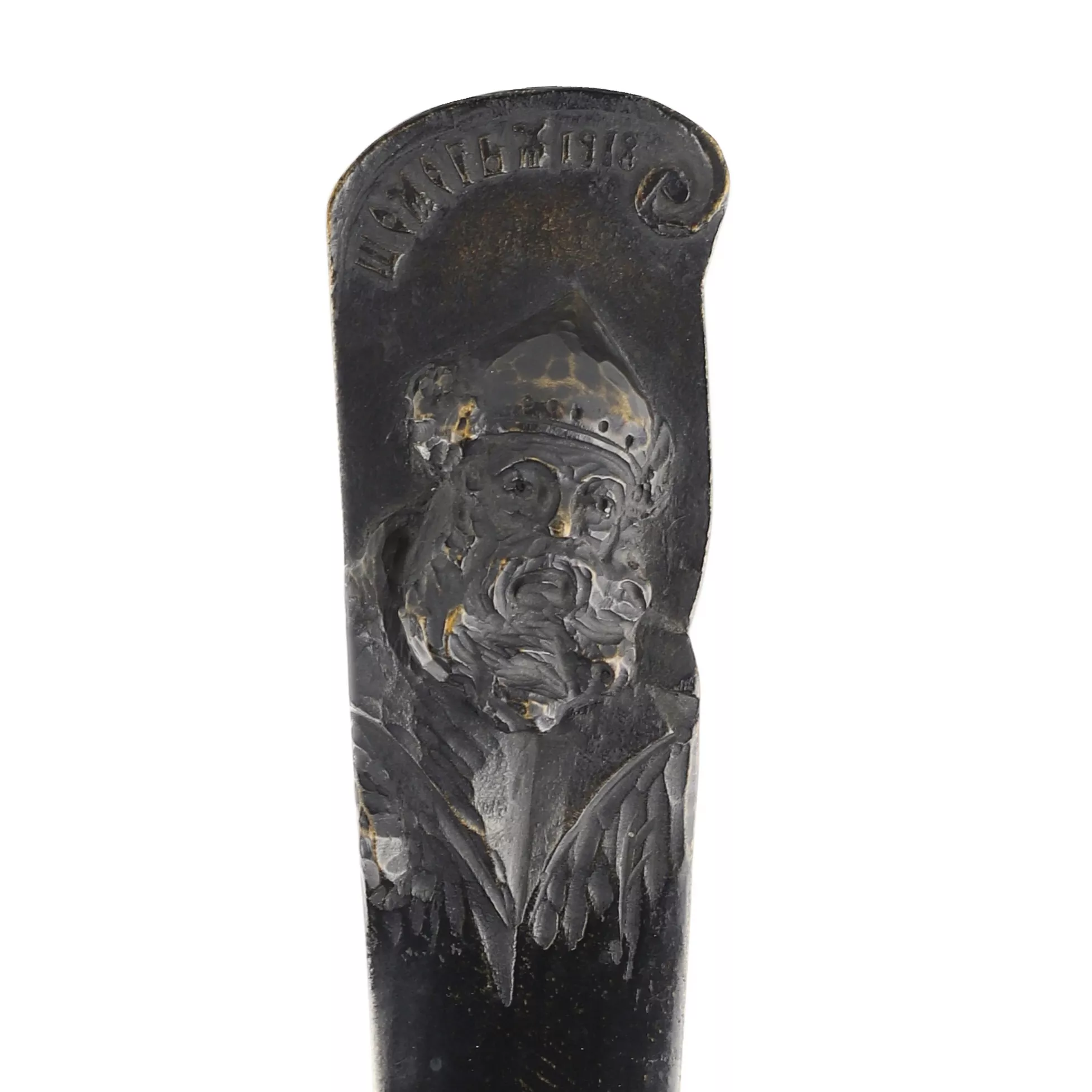 LARGE CARVED WOODEN LETTER OPENER «VOEVODA». P.I. SOMOV. 1918