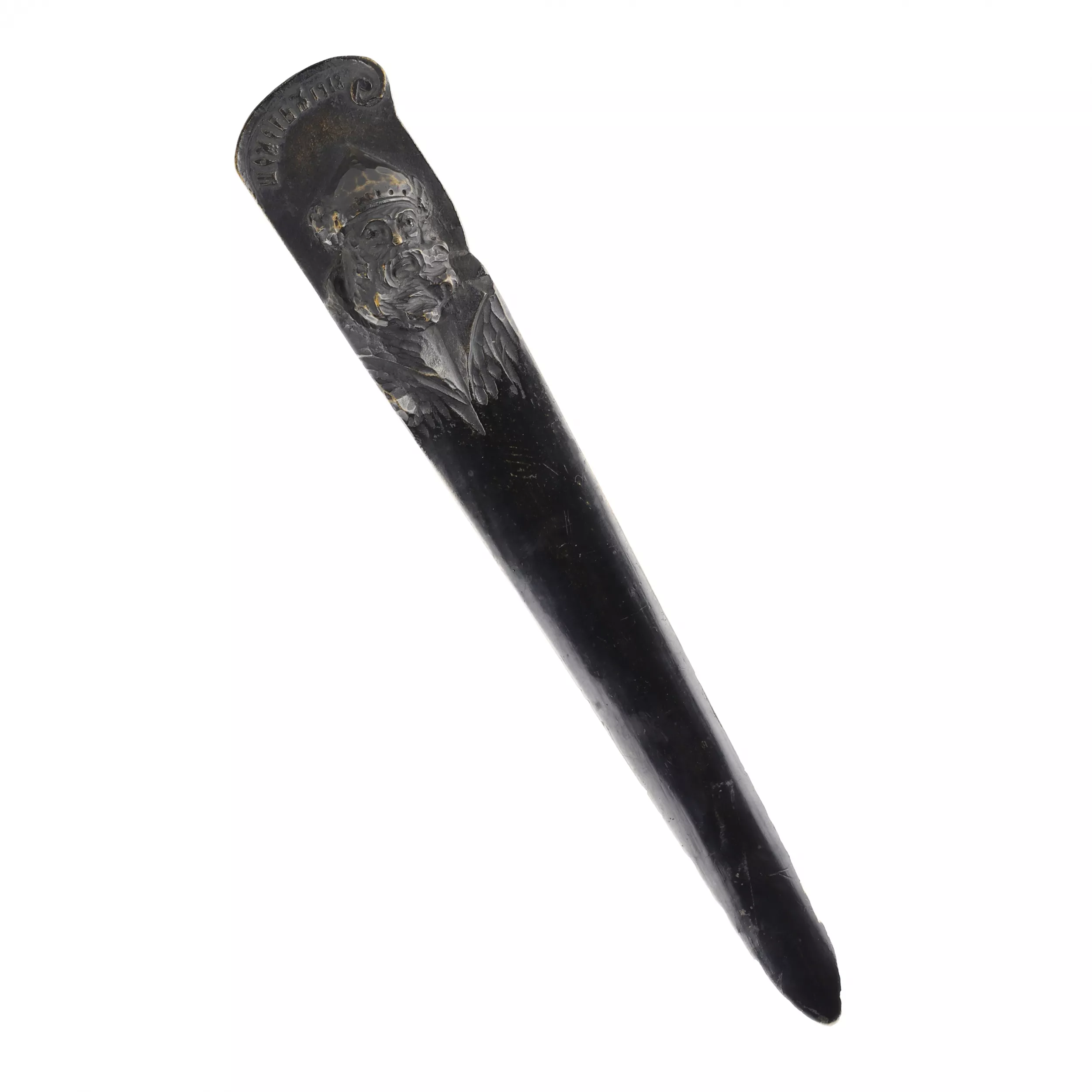 LARGE CARVED WOODEN LETTER OPENER «VOEVODA». P.I. SOMOV. 1918