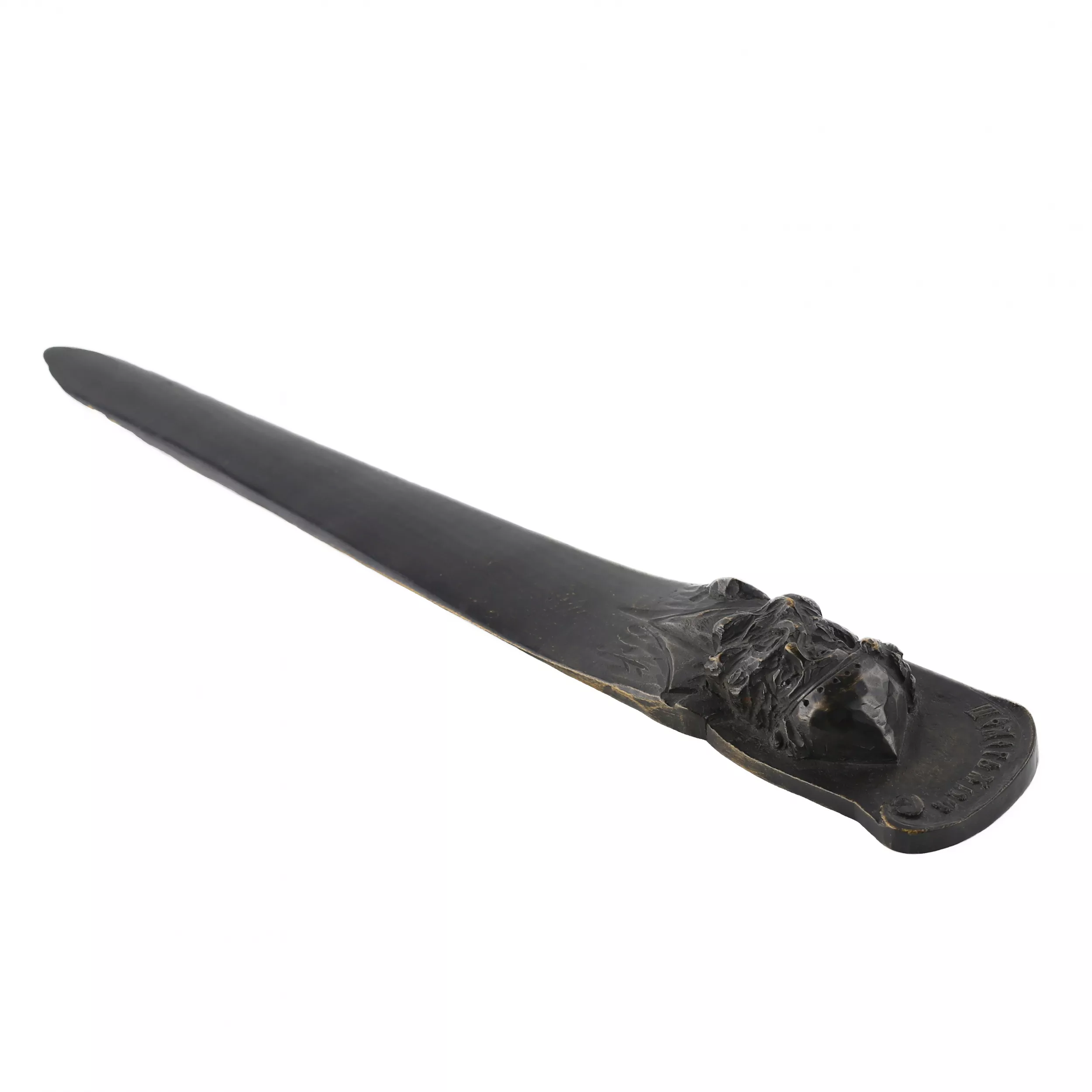 LARGE CARVED WOODEN LETTER OPENER «VOEVODA». P.I. SOMOV. 1918