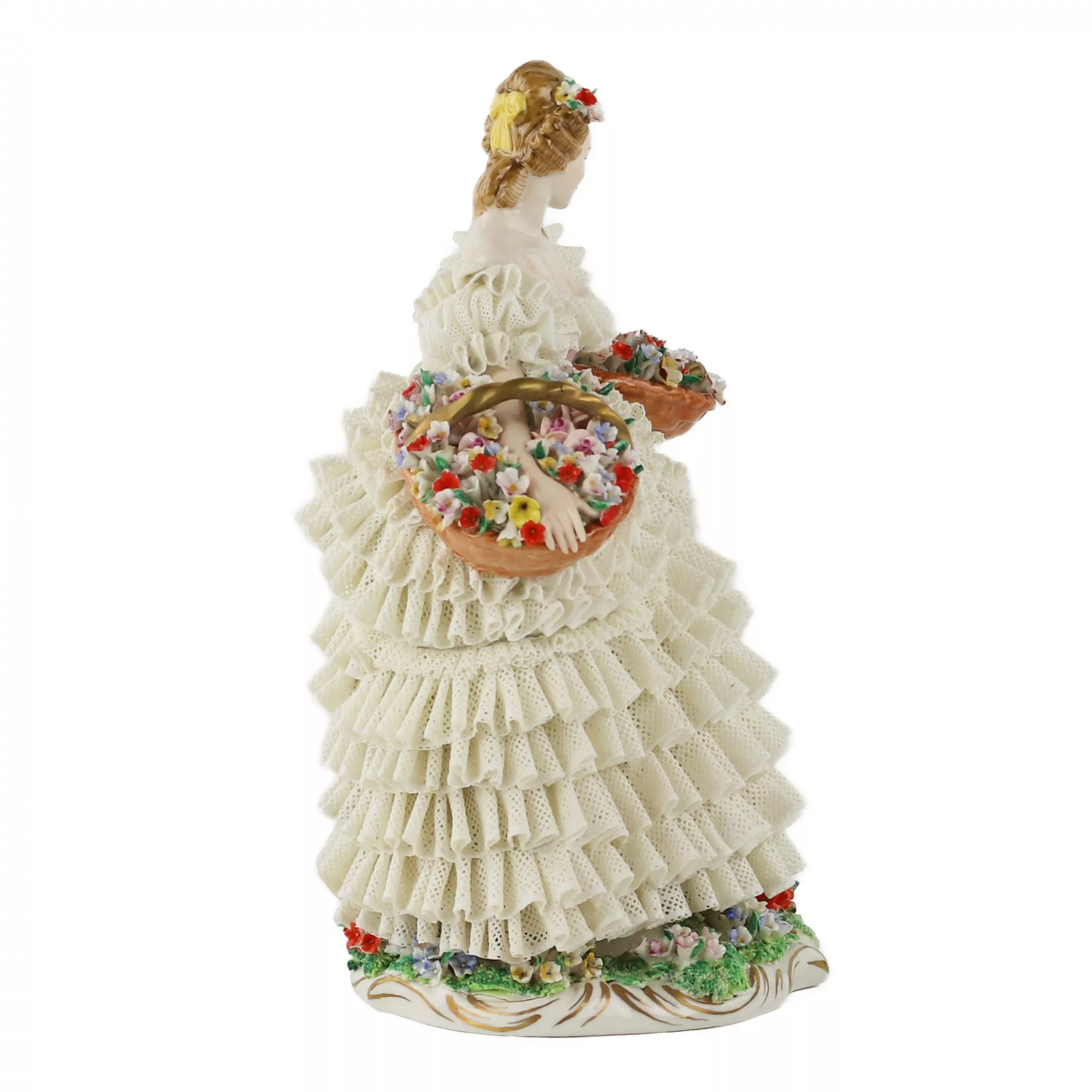 Porcelaine de Sitzendorf. Figurine en porcelaine de la Fille aux Fleurs. 20ième siècle. 
