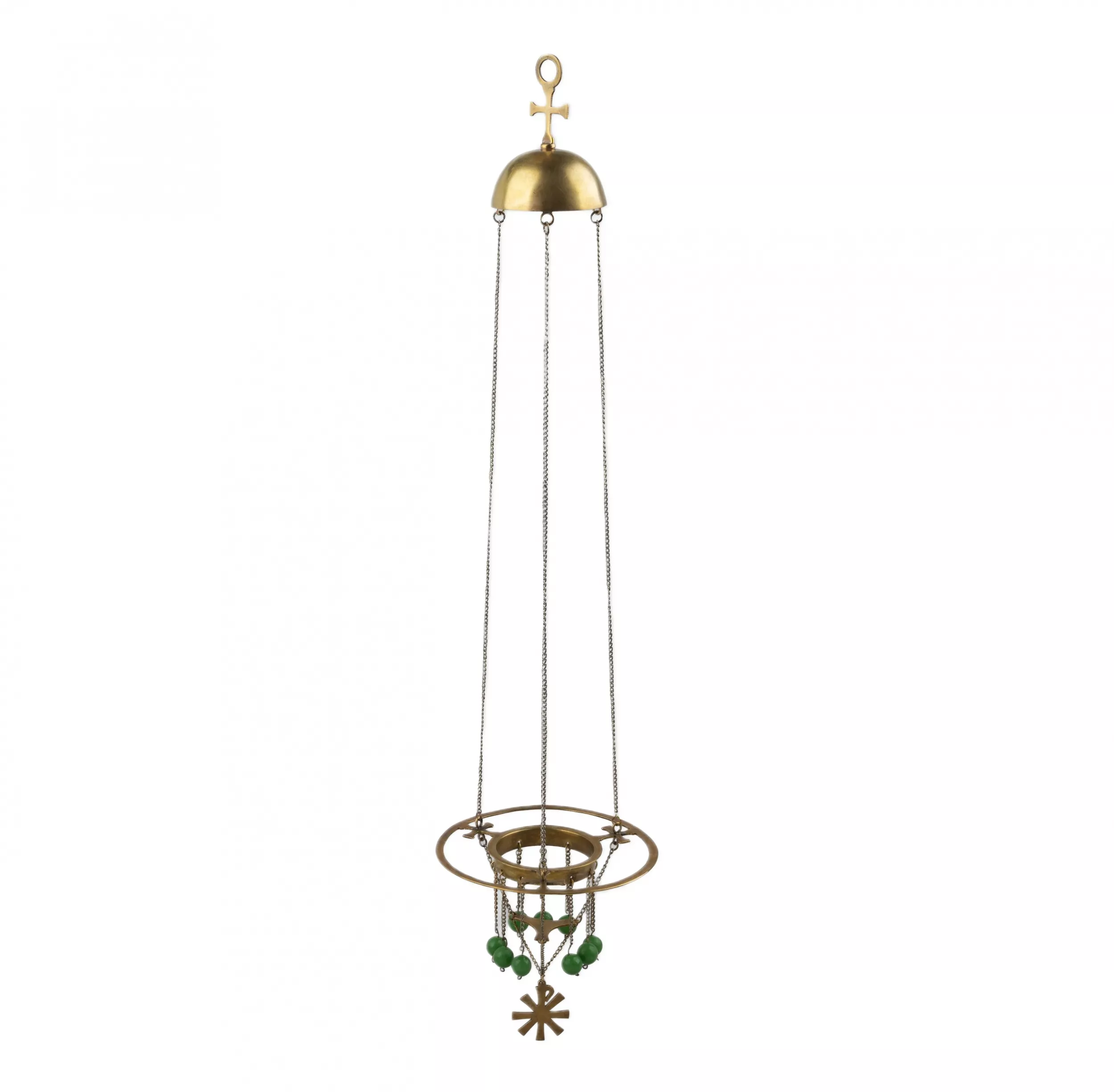 LAMPE À HUILE SUSPENDUE D’APRÈS UN DESSIN DE SERGEI VASHKOV. P.I. OLOVYANISHNIKOV & FILS  EMPIRE RUSSE, MOSCOU, 1911