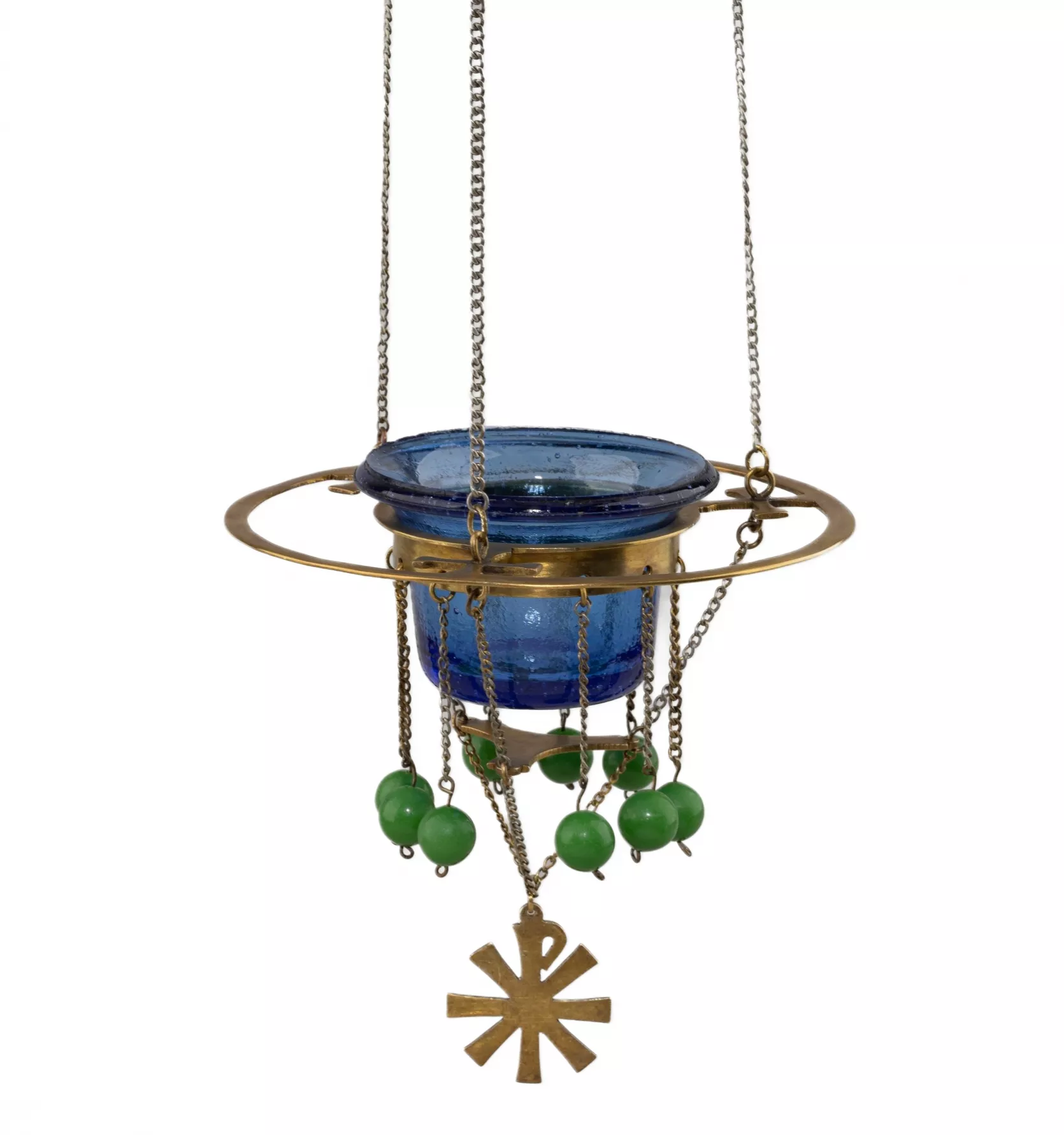 LAMPE À HUILE SUSPENDUE D’APRÈS UN DESSIN DE SERGEI VASHKOV. P.I. OLOVYANISHNIKOV & FILS  EMPIRE RUSSE, MOSCOU, 1911