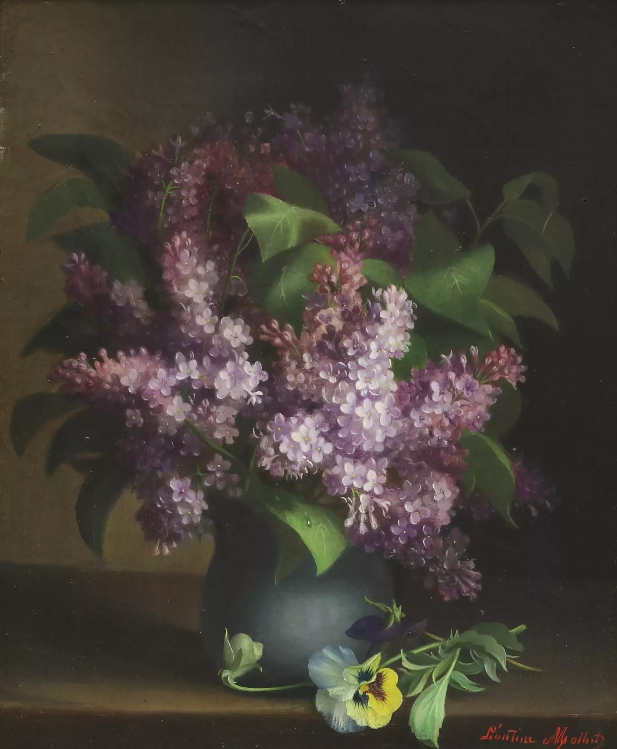 Nature morte Lilas. Léonine MATHA. Le tournant du 19e-20e siècle. 