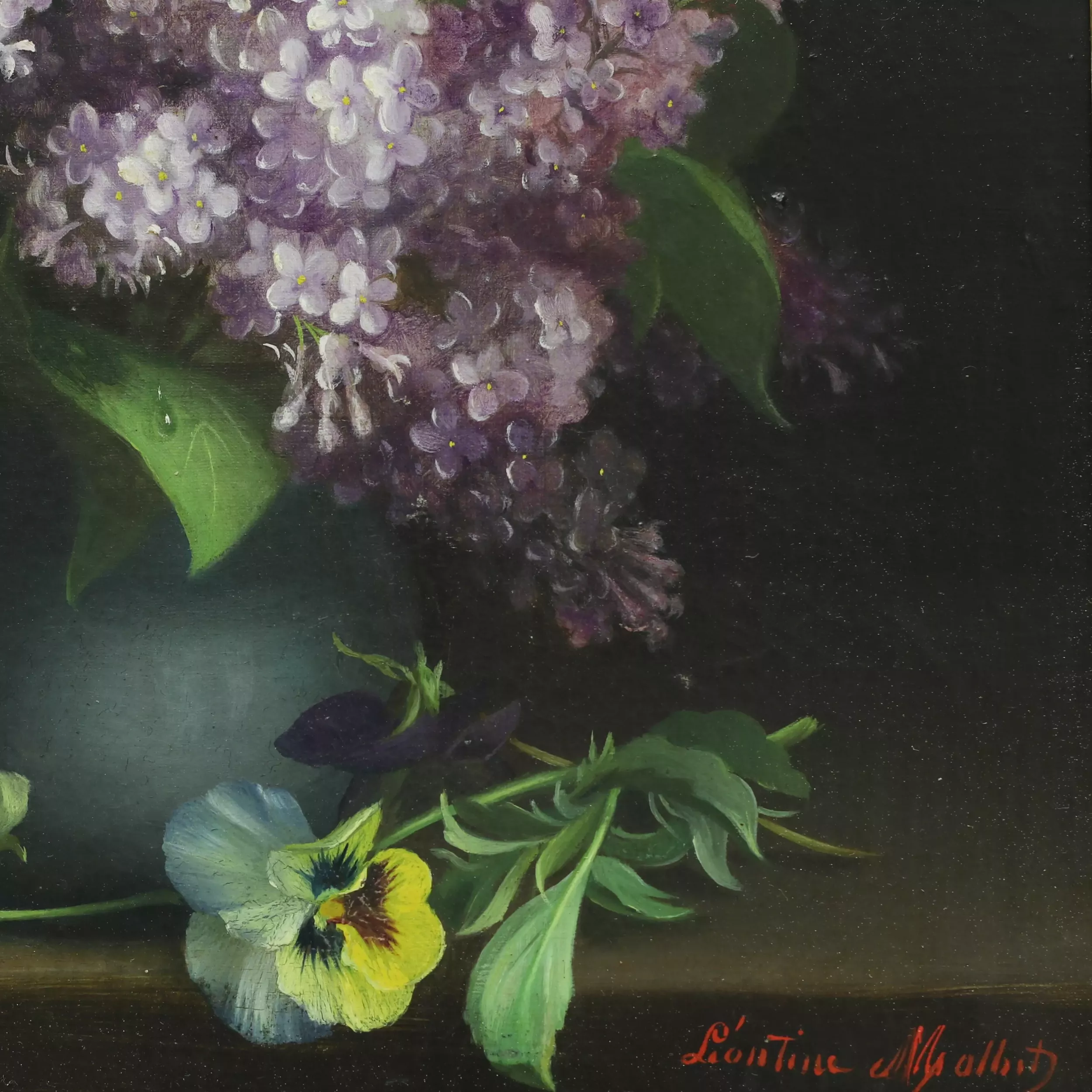 Nature morte Lilas. Léonine MATHA. Le tournant du 19e-20e siècle. 