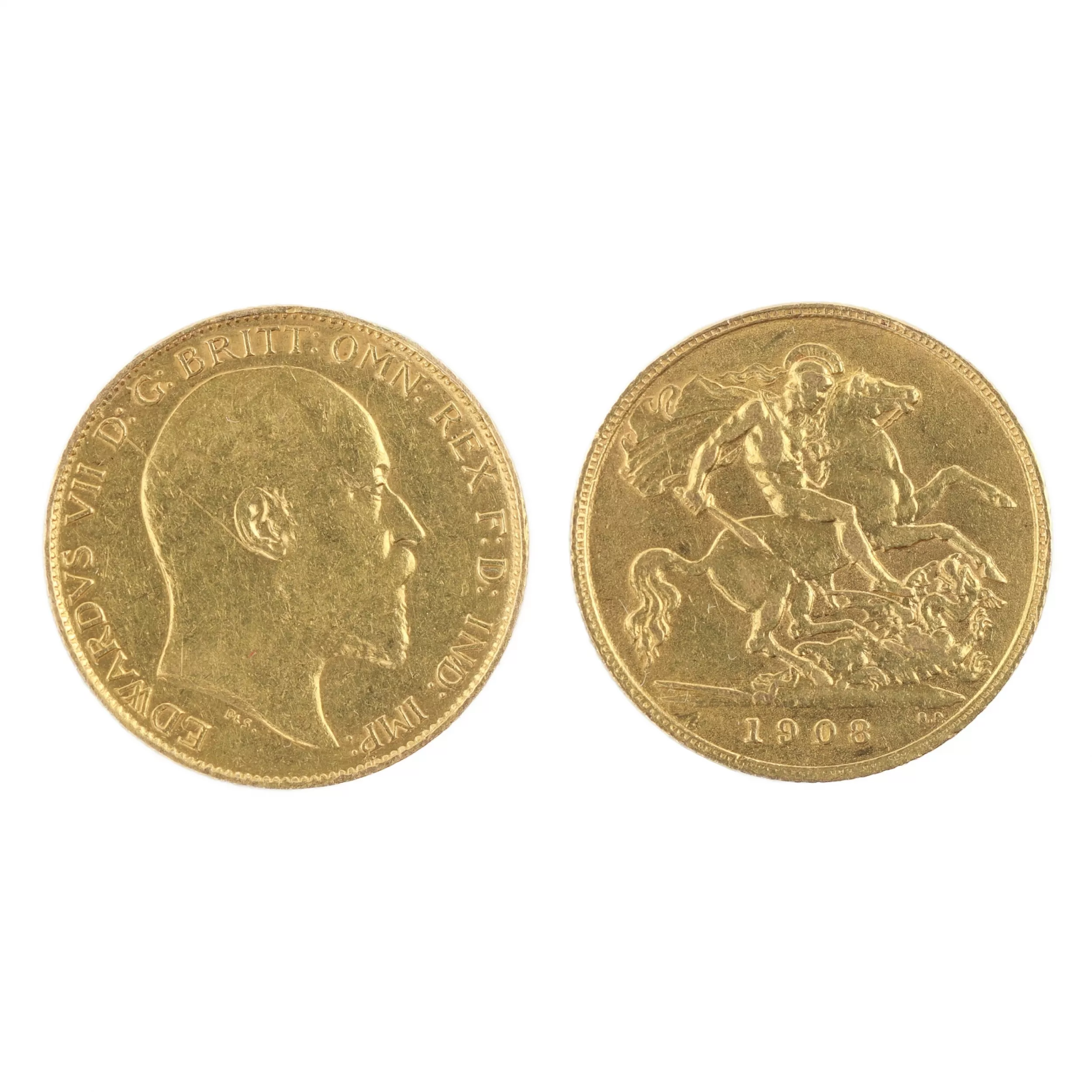 Pièce de 12 souverains en or du roi Édouard VII 1908. 