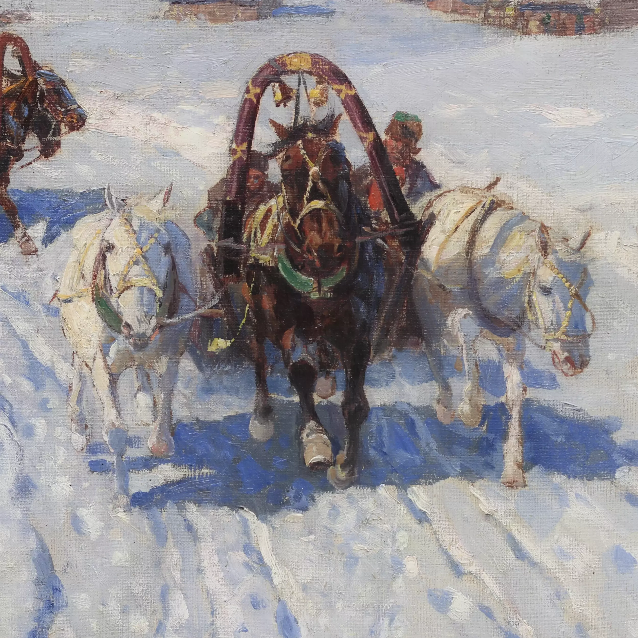 Крестьянские тройки зимой.  Рубо Франц Алексеевич, 1856 Одесса - 1928 Мюнхен