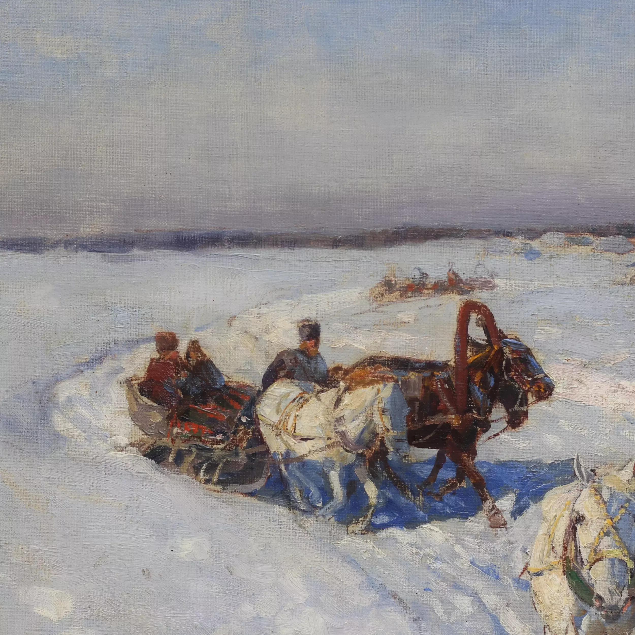 Крестьянские тройки зимой.  Рубо Франц Алексеевич, 1856 Одесса - 1928 Мюнхен