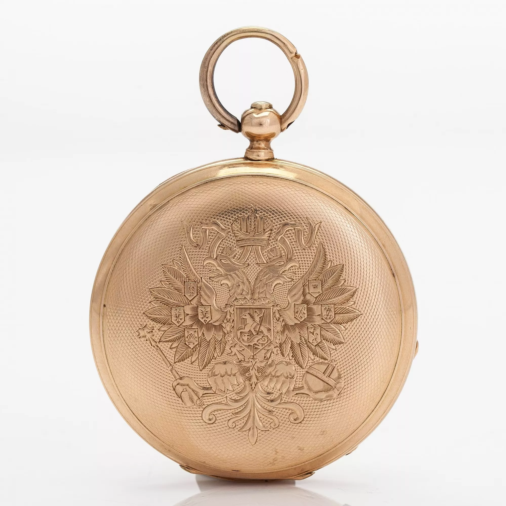 Pavel Buré. Montre de poche en or 14 carats sur chaîne. Russie 19ème siècle. 