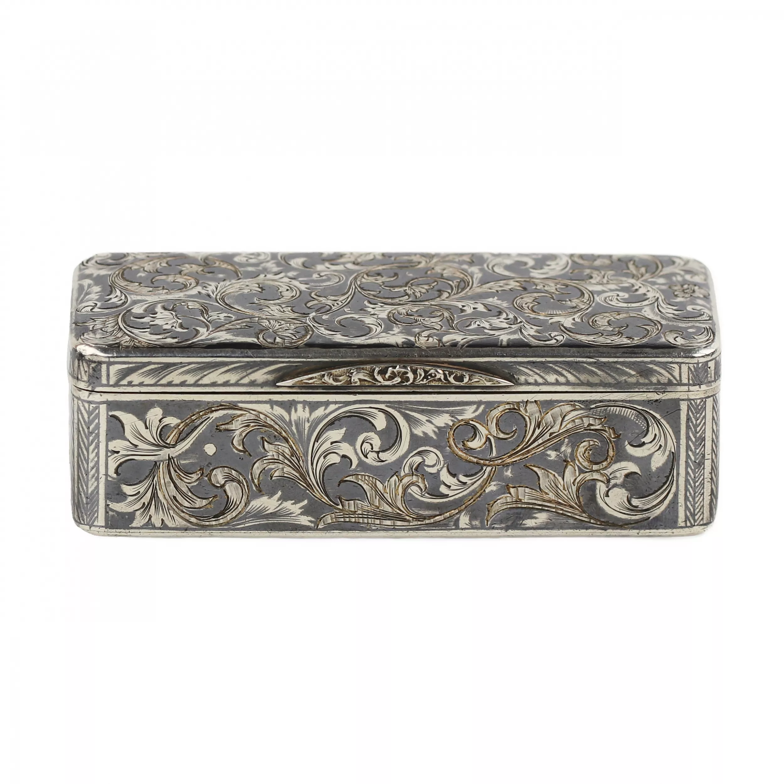 RUSSIAN SILVER AND NIELLO SNUFFBOX. MOSCOW, FIRST HALF OF THE 19TH CENTURY