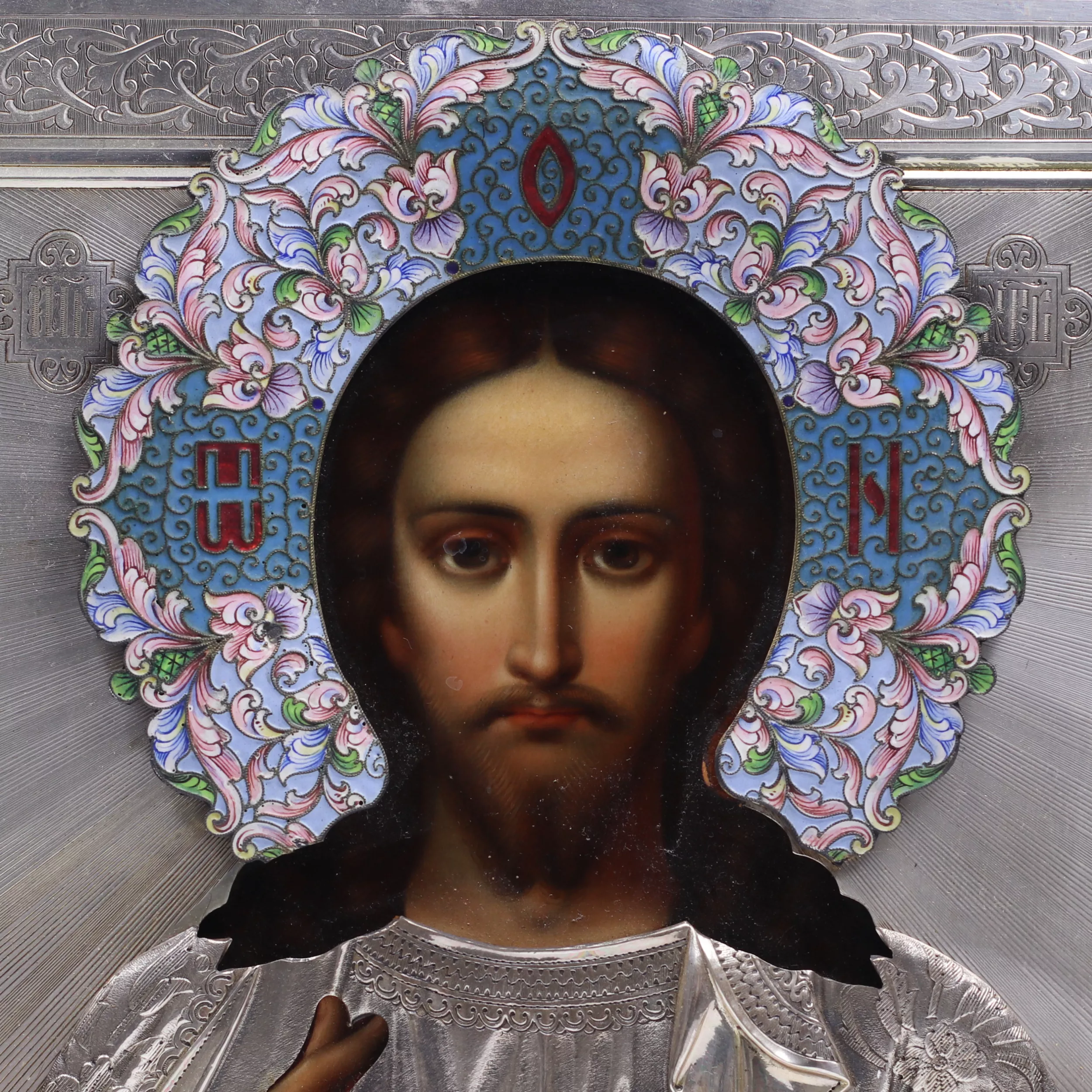Icône du Seigneur Tout-Puissant. Émail argenté. Nikolaï Grachev. Moscou. vers 1900 