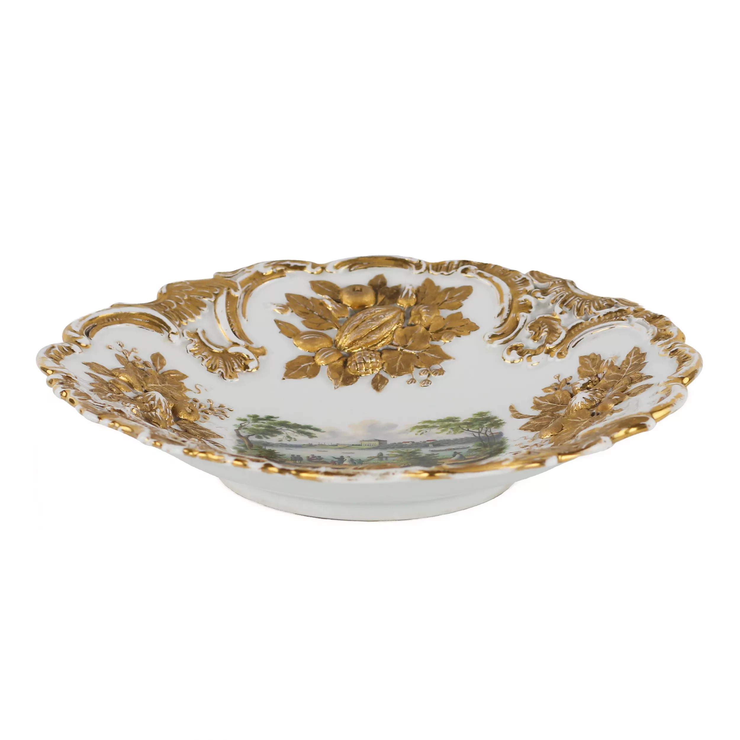 LUXUEUX PLAT DÉCORATIF À VUE DE ZWICKAU. MEISSEN. 1815 - 1860