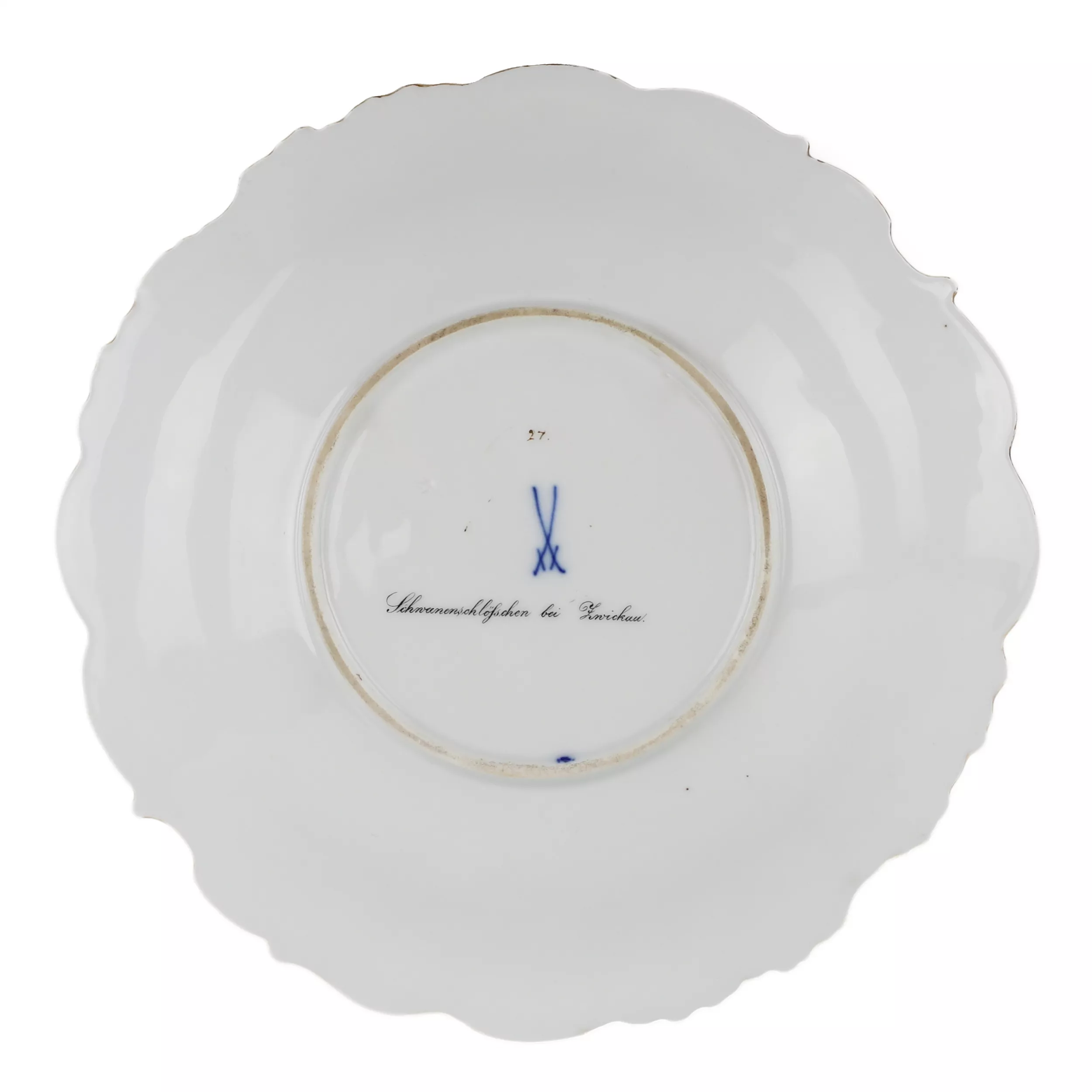 LUXUEUX PLAT DÉCORATIF À VUE DE ZWICKAU. MEISSEN. 1815 - 1860