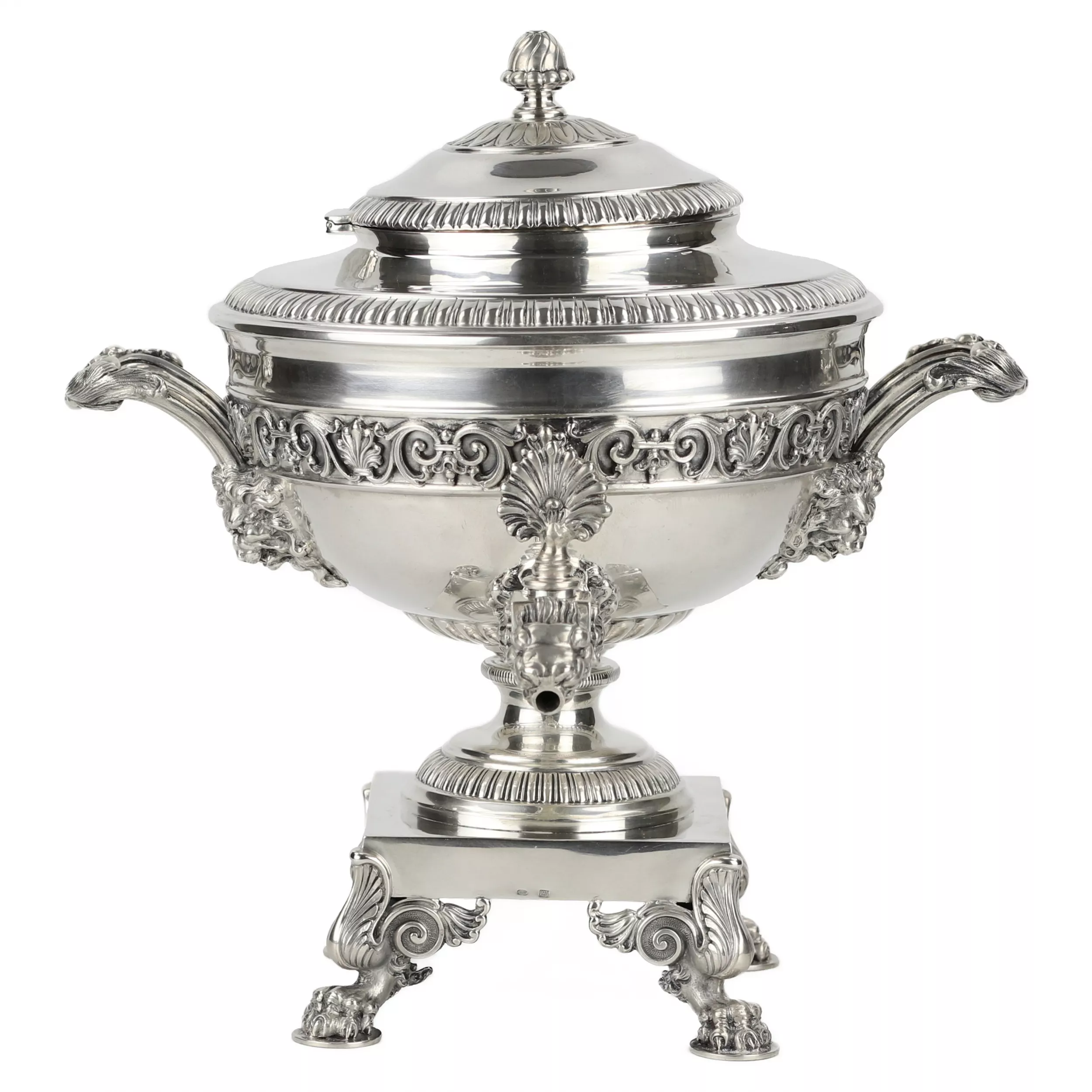 Silver teapot-samovar, First Silver Artel. Saint Petersburg, early 20th century.