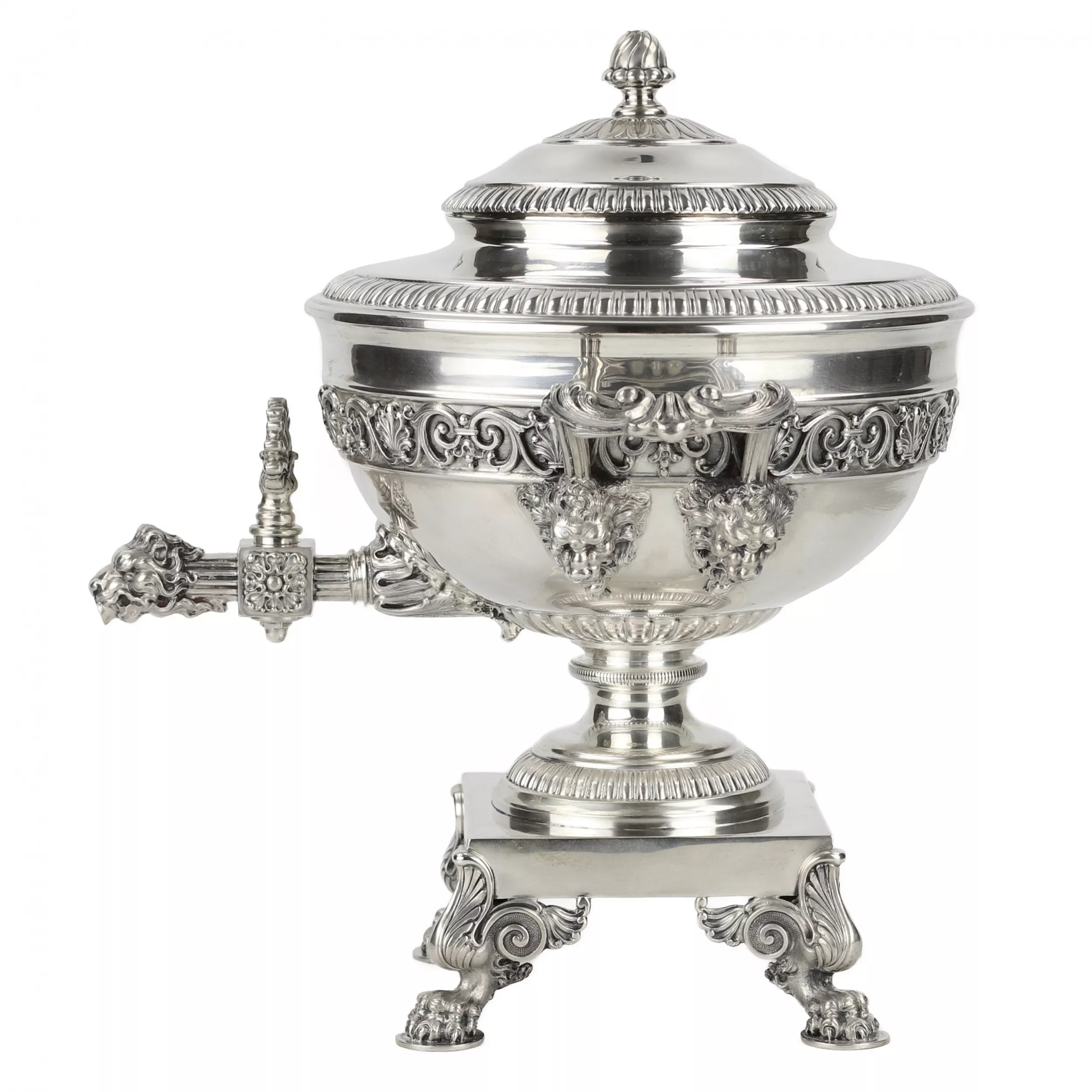 Silver teapot-samovar, First Silver Artel. Saint Petersburg, early 20th century.