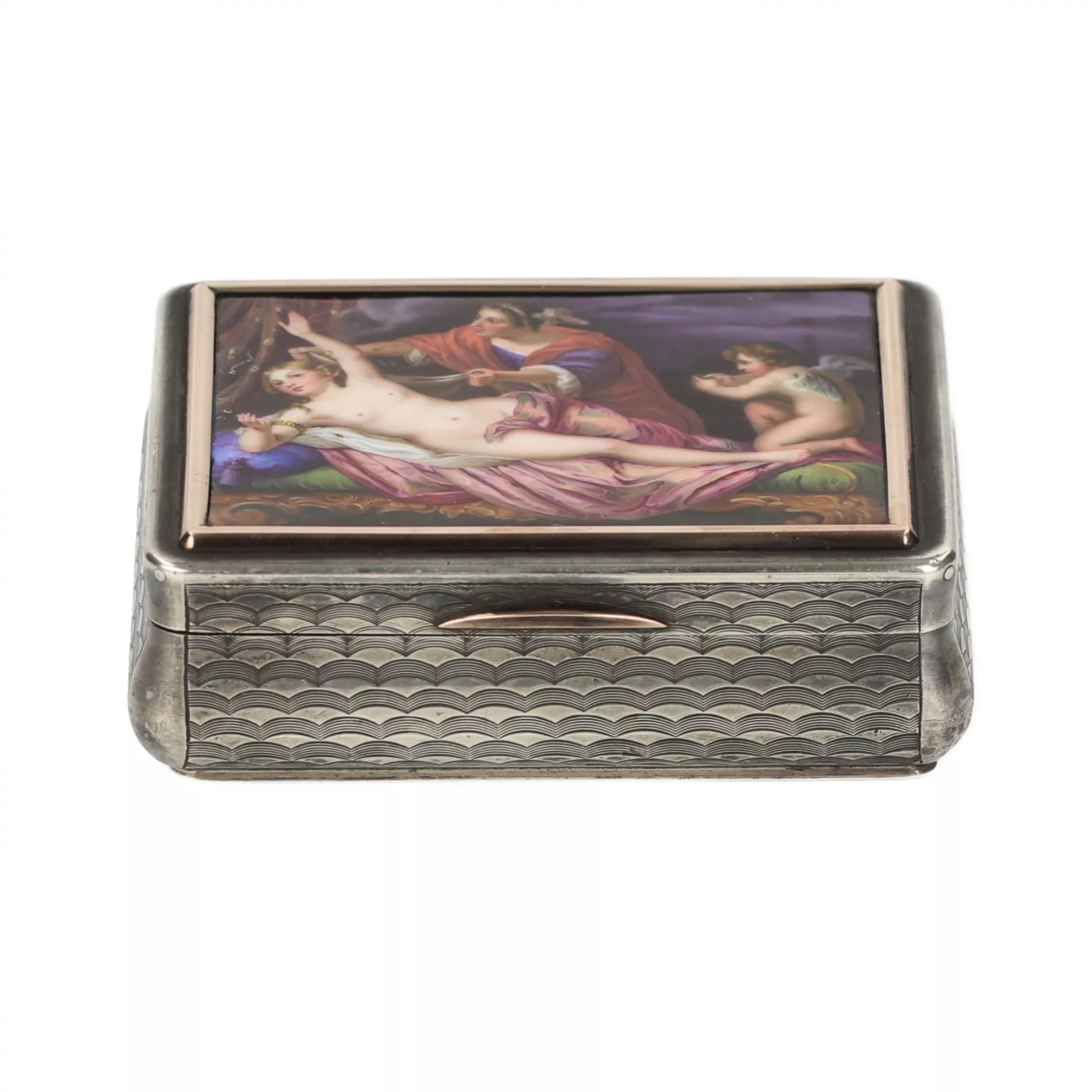 Tabatière russe en argent avec motif en émail. Moscou. 1852 