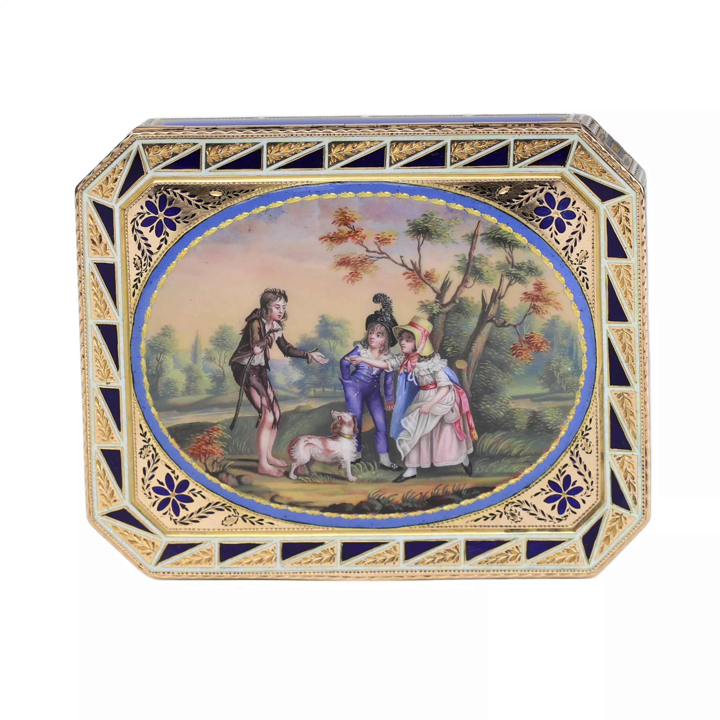 TABATIÈRE EN OR RARE AVEC MINIATURE ÉMAILLÉE D’APRÈS WILLIAM BEECHEY. PIERRE THEREMIN RUSSIE, SAINT-PÉTERSBOURG, VERS 1800