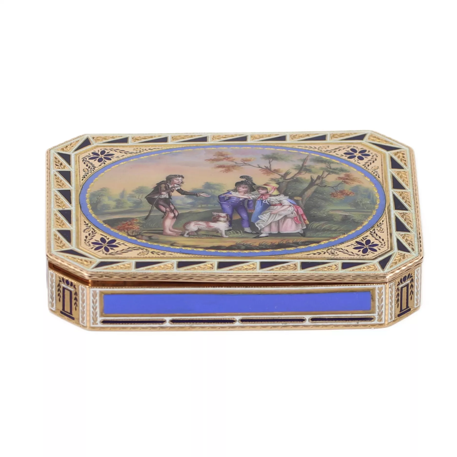 TABATIÈRE EN OR RARE AVEC MINIATURE ÉMAILLÉE D’APRÈS WILLIAM BEECHEY. PIERRE THEREMIN RUSSIE, SAINT-PÉTERSBOURG, VERS 1800