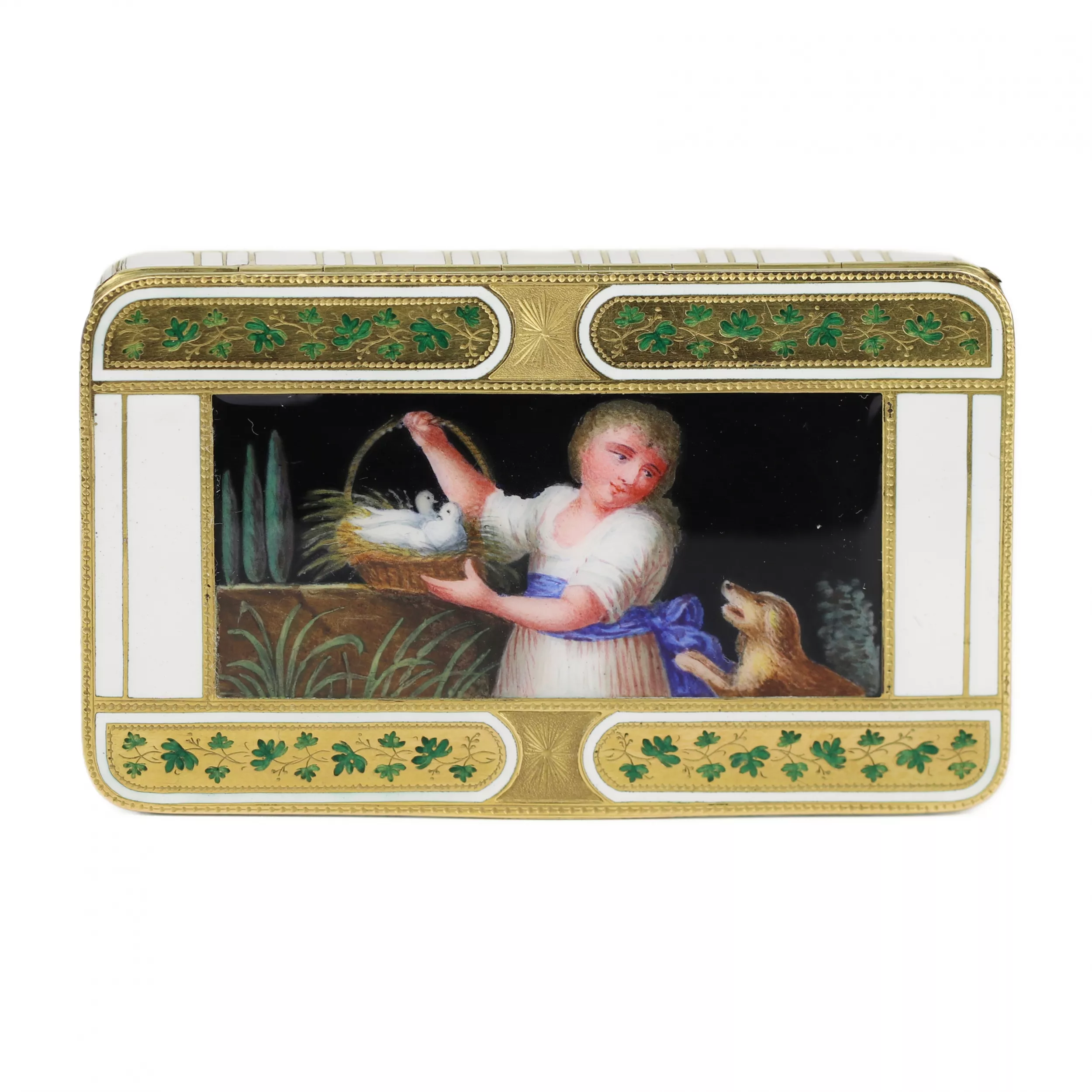 TABATIÈRE EN OR ÉMAILLÉ, FRÈRES JORDAN ALLEMAGNE, HANAU, VERS 1800