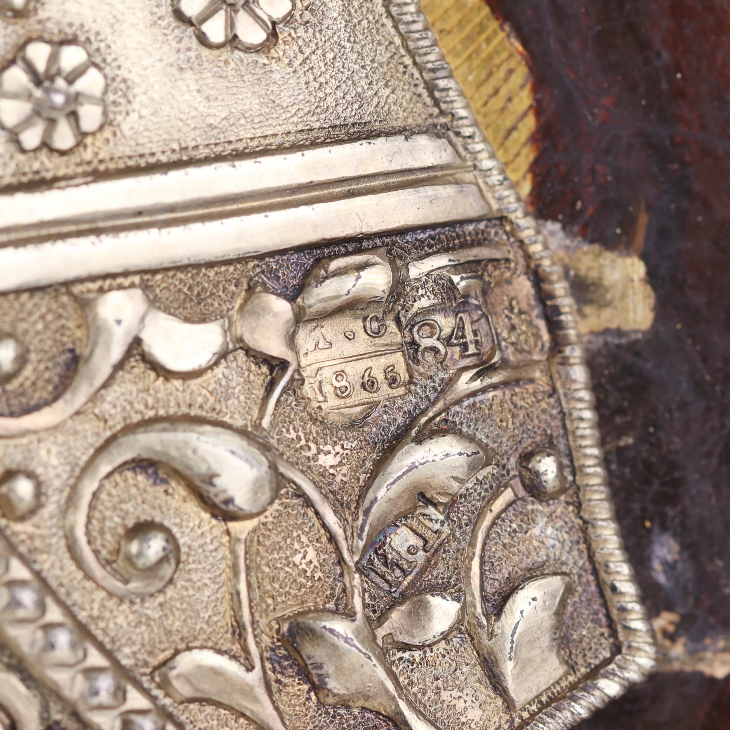 ICON OF CHRIST PANTOCRATOR WITH A SILVER OKLAD BY THE FACTORY OF IVAN SEMYONOVICH GUBKIN. RUSSIA, MOSCOW, 1865