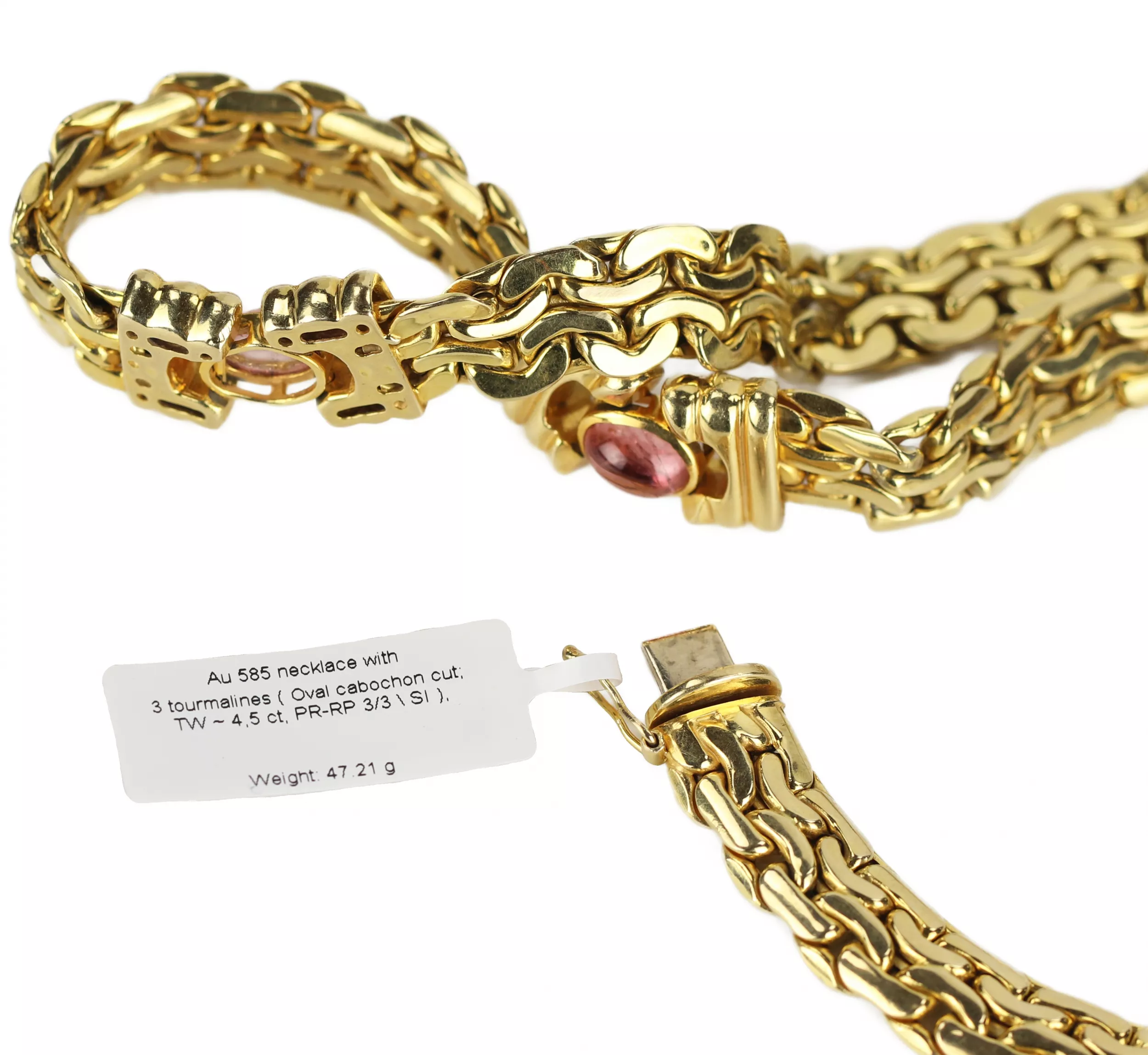 Collier italien en or 14 carats avec améthystes. 